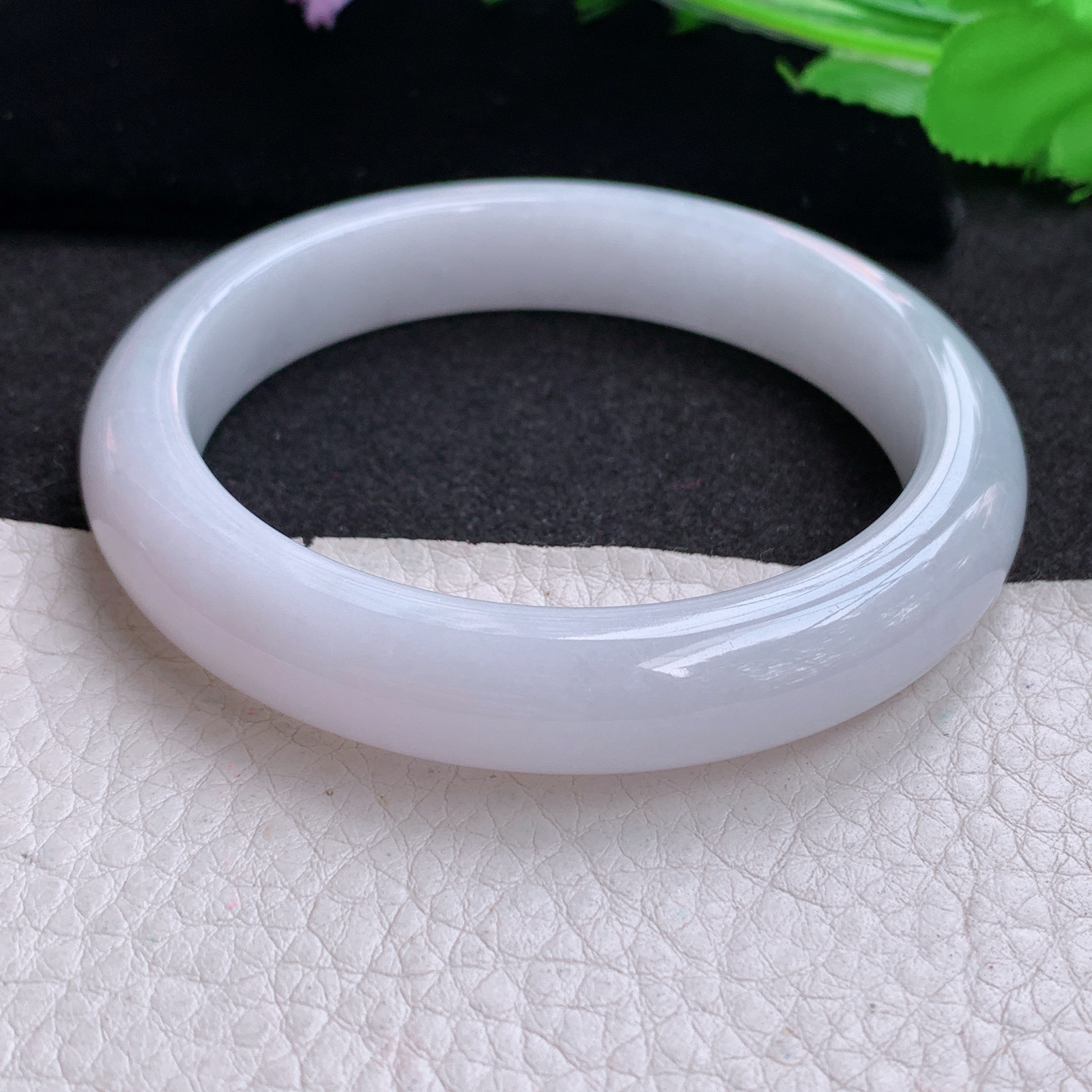 z实拍58*11.5*8.6平安镯 天然缅甸翡翠A货玉手镯淡紫底胶感宽边玉手环