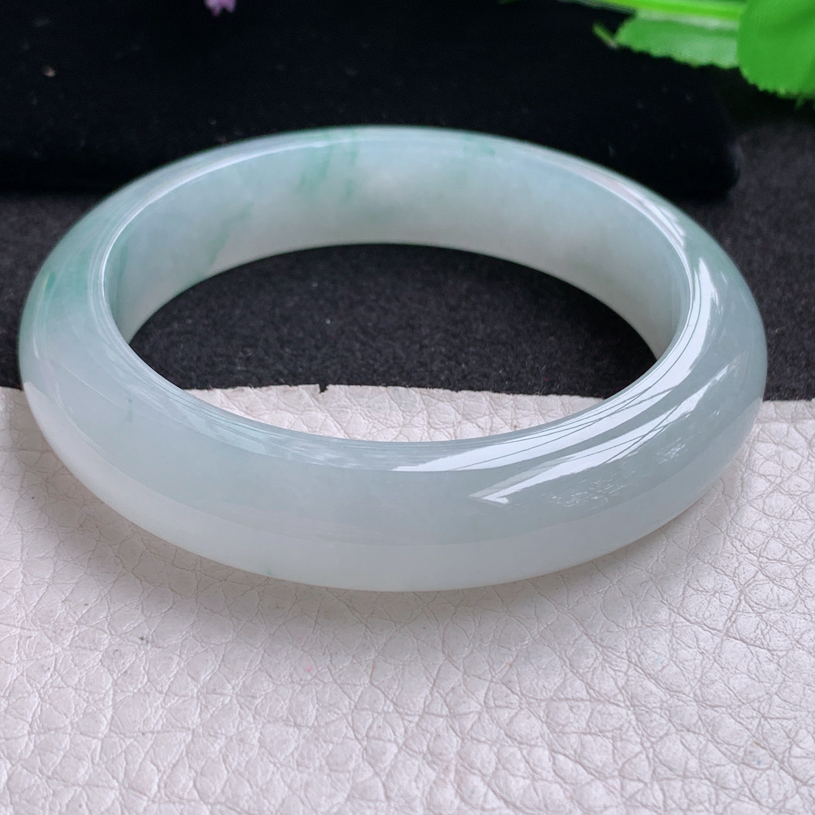 xo实拍54*13*9平安镯 天然缅甸翡翠A货玉手镯冰飘花厚装宽边玉手环