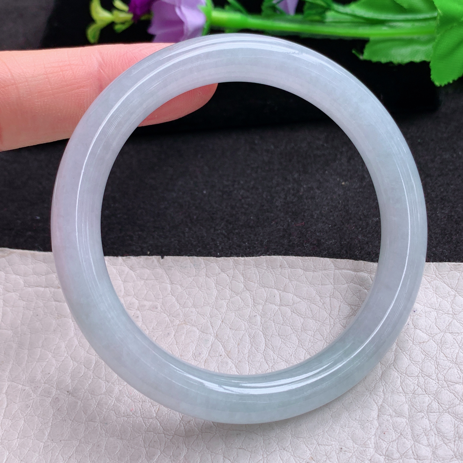 xx实拍55*9*8.5美人镯 天然缅甸翡翠A货玉手镯胶感纯美圆条玉手环