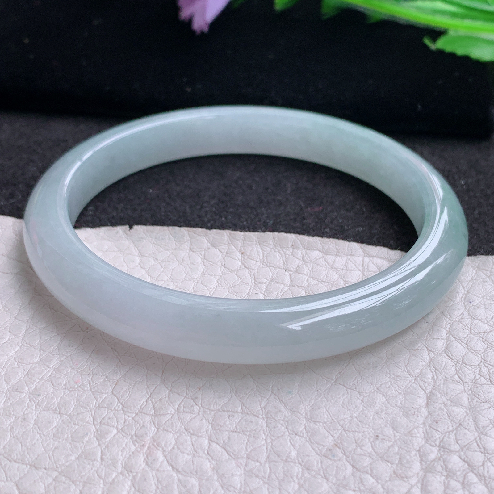 pp实拍56.5*8.7*7.2平安镯 天然缅甸翡翠A货玉手镯秀气冰纯宽边玉手环