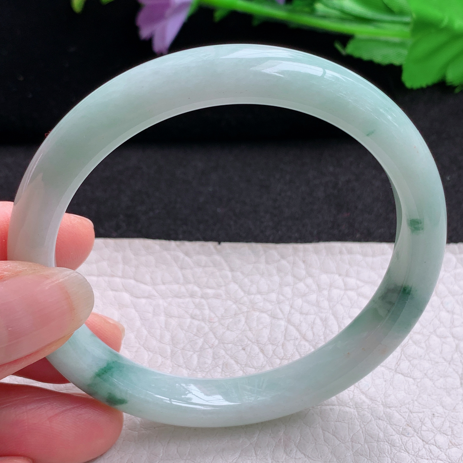 pp实拍58*10.5*7.8平安镯 天然缅甸翡翠A货玉手镯飘花宽边玉手环