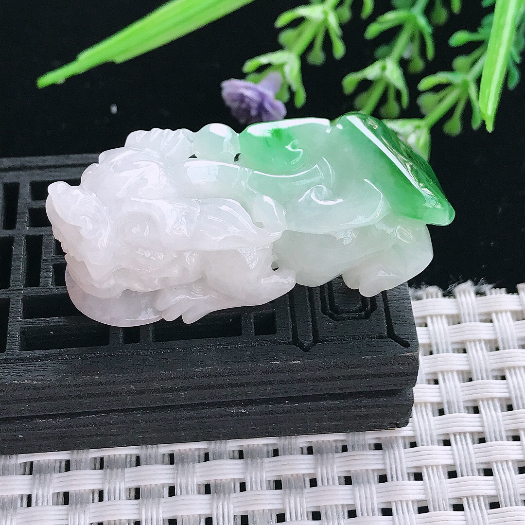 实拍A货翡翠45/17/19老坑精美飘阳绿貔貅吊坠翡翠挂件