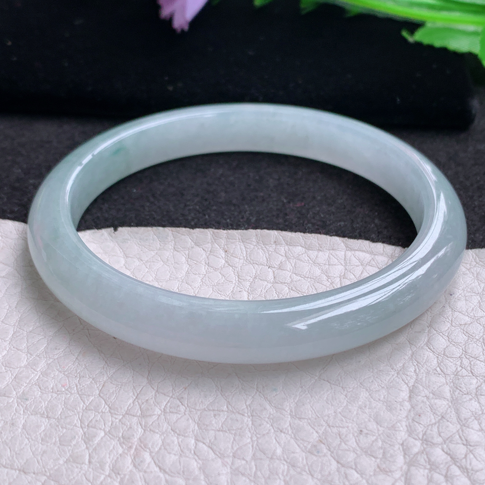 pp实拍56.5*8.7*7.2平安镯 天然缅甸翡翠A货玉手镯秀气冰纯宽边玉手环