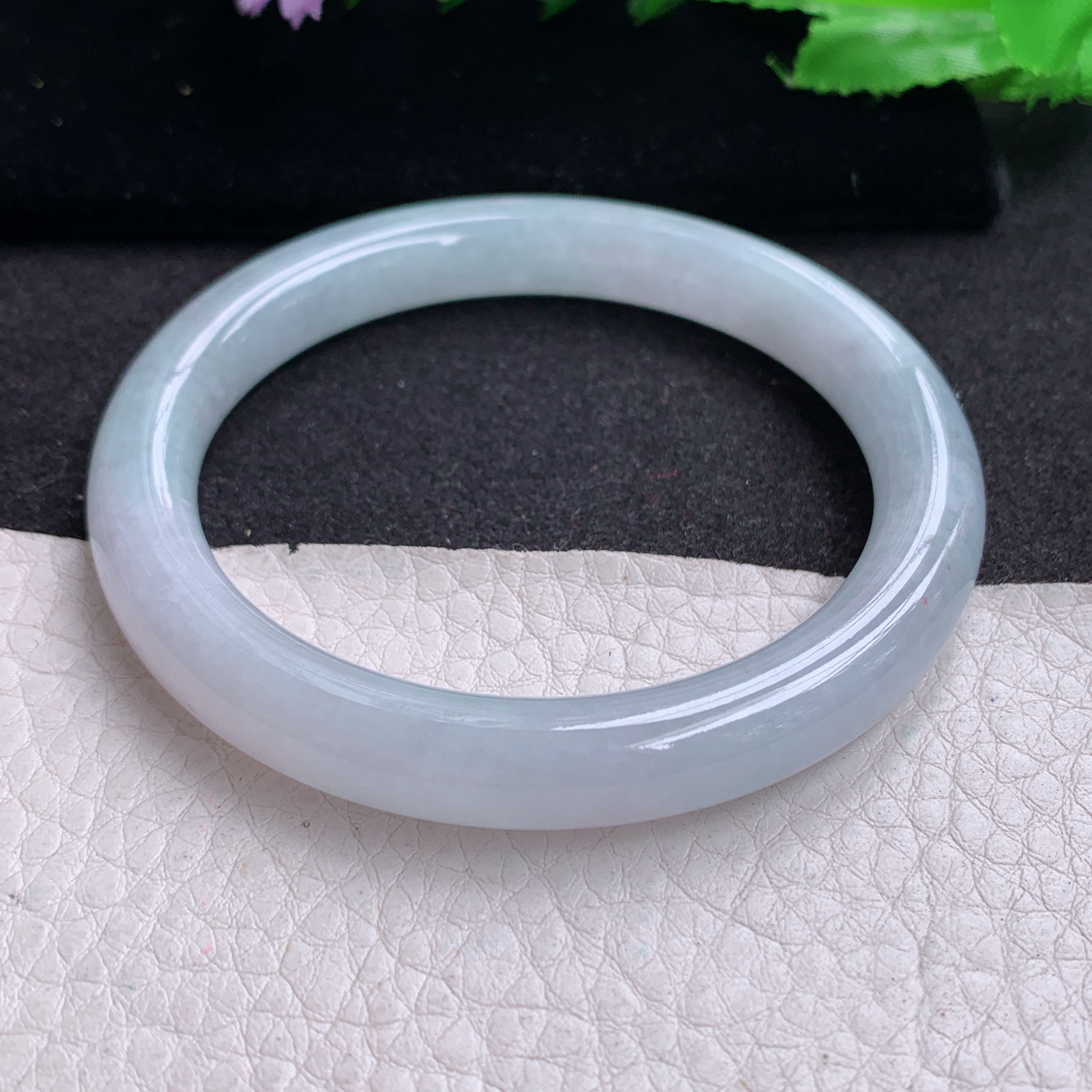 xx实拍55*9*8.5美人镯 天然缅甸翡翠A货玉手镯胶感纯美圆条玉手环