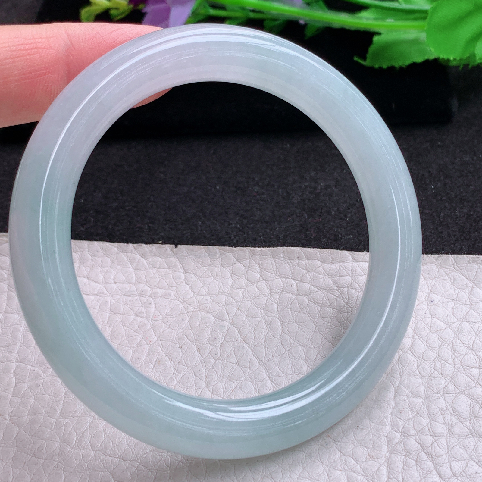 xx实拍57*9.5*10美人镯 天然缅甸翡翠A货玉手镯胶感冰晴圆条玉手环