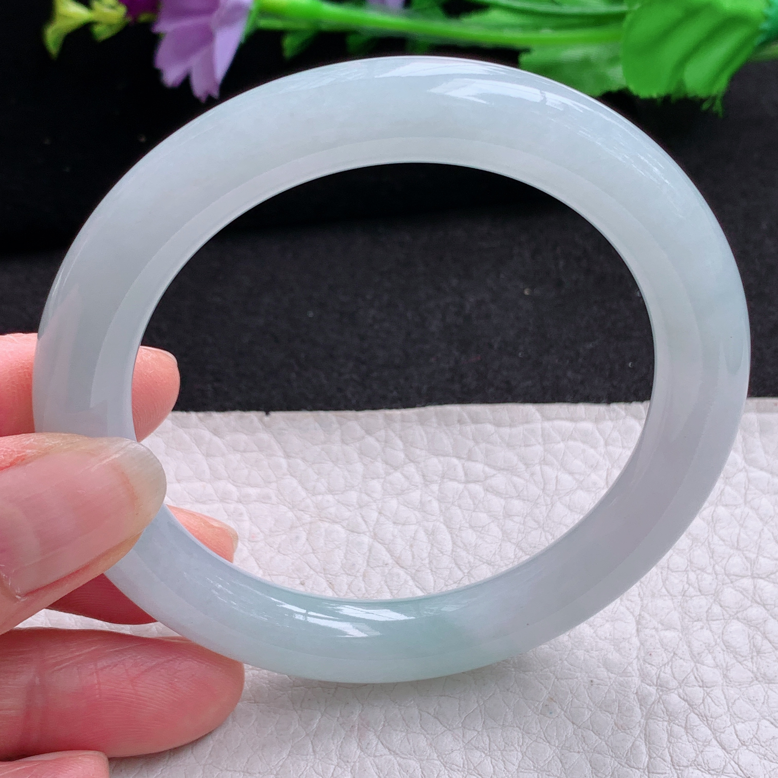 xx实拍57*9.5*10美人镯 天然缅甸翡翠A货玉手镯胶感冰晴圆条玉手环