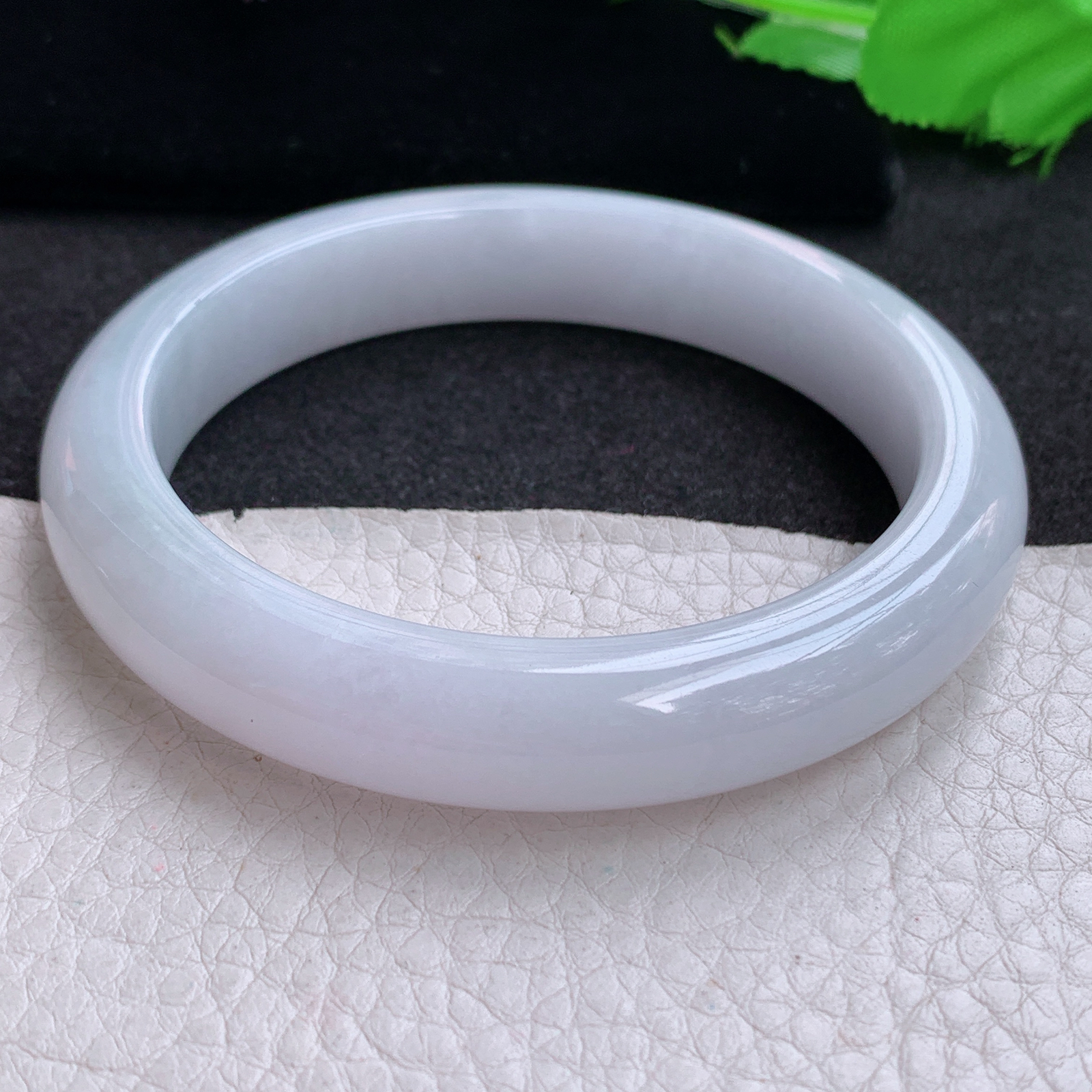 z实拍58*11.5*8.6平安镯 天然缅甸翡翠A货玉手镯淡紫底胶感宽边玉手环