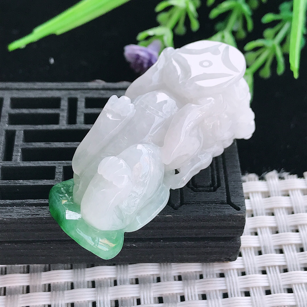 实拍A货翡翠45/17/19老坑精美飘阳绿貔貅吊坠翡翠挂件