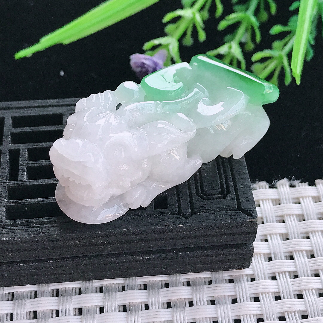 实拍A货翡翠45/17/19老坑精美飘阳绿貔貅吊坠翡翠挂件