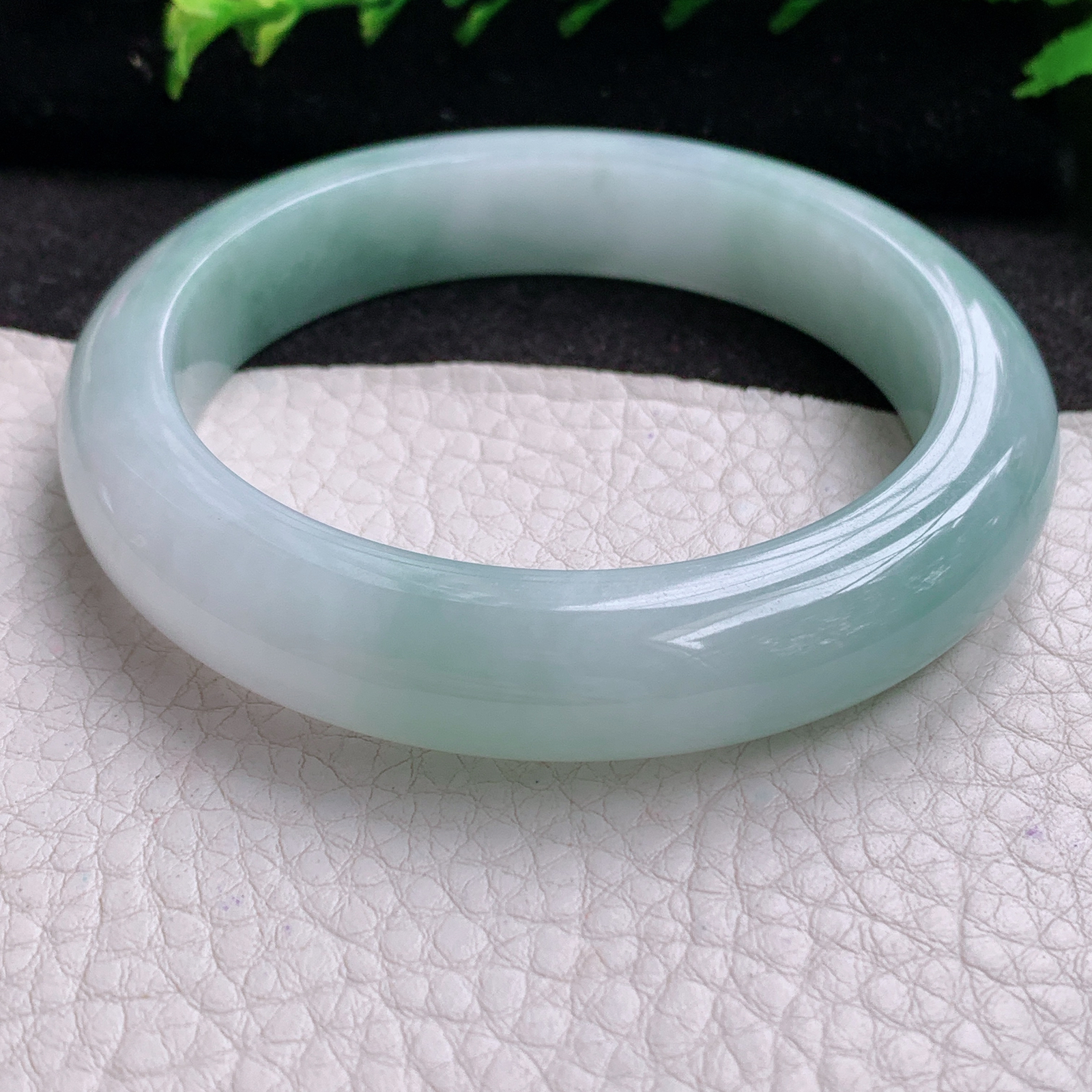 Ss实拍57.8*12.5*9平安镯 天然缅甸翡翠A货玉手镯胶感清新宽边玉手环