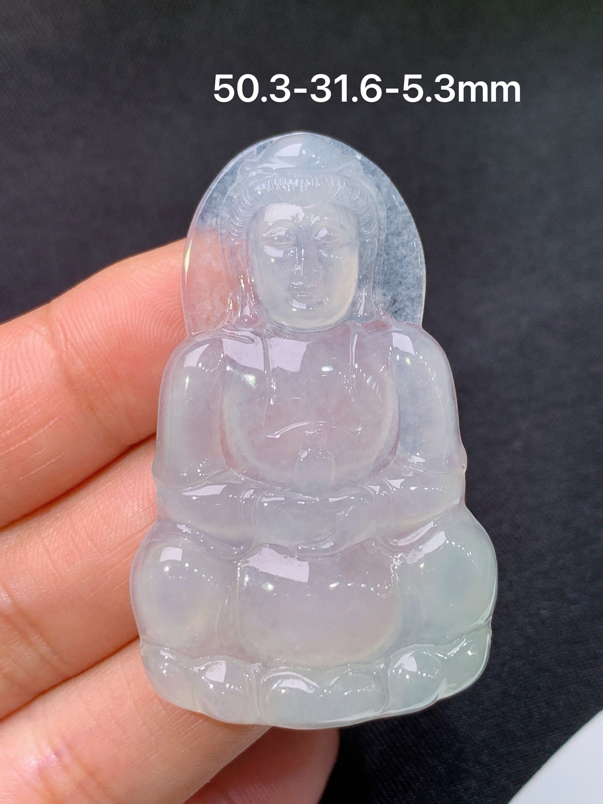 冰种观音，冰冰润润，玉质细腻，品相好，种水足，001 尺寸50.3*31.6*5.3
