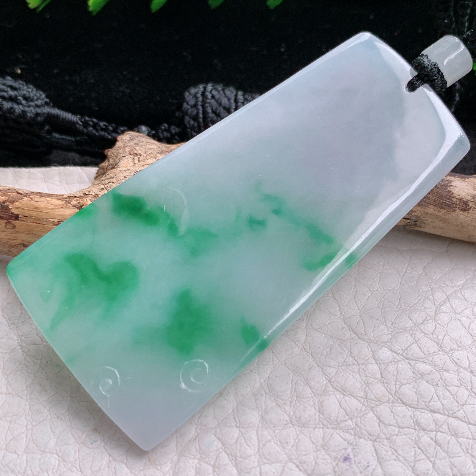 csy实拍62.3*31*5.2缅甸翡翠a货精雕飘绿赐福观音 玉观音玉吊坠 玉挂坠