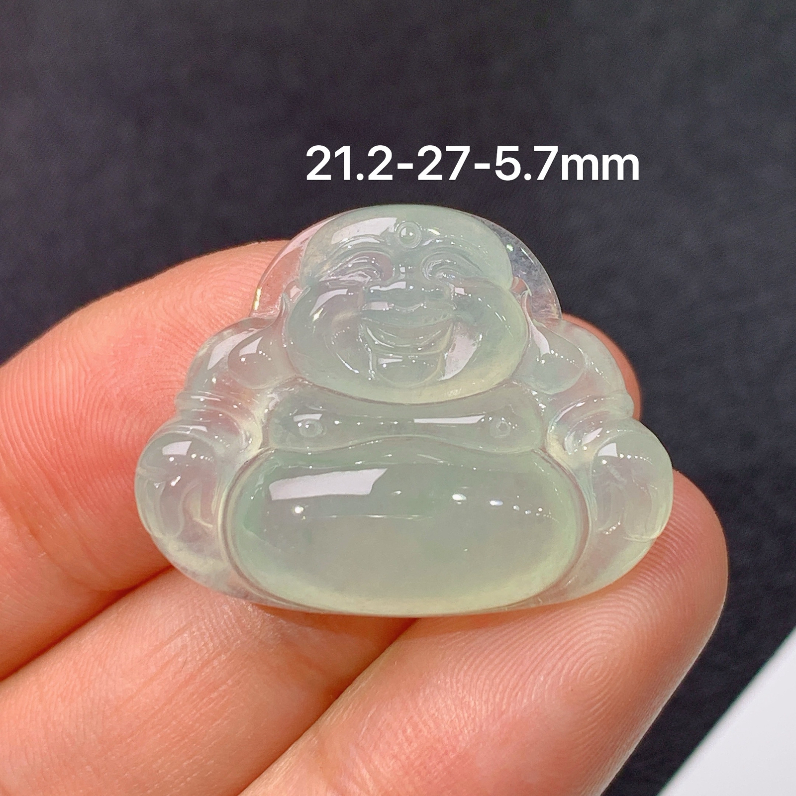 冰种底色笑佛，冰润细腻，品相好，种水足，001 尺寸21.2*27*5.7