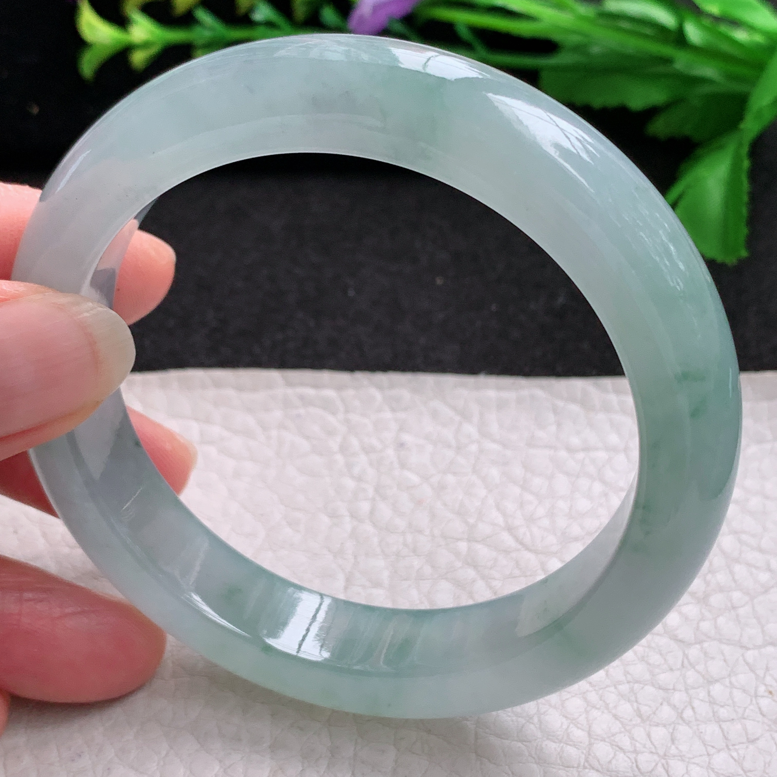 ax实拍58.5*12.6*9.2平安镯 天然缅甸翡翠A货玉手镯冰飘花宽边玉手环