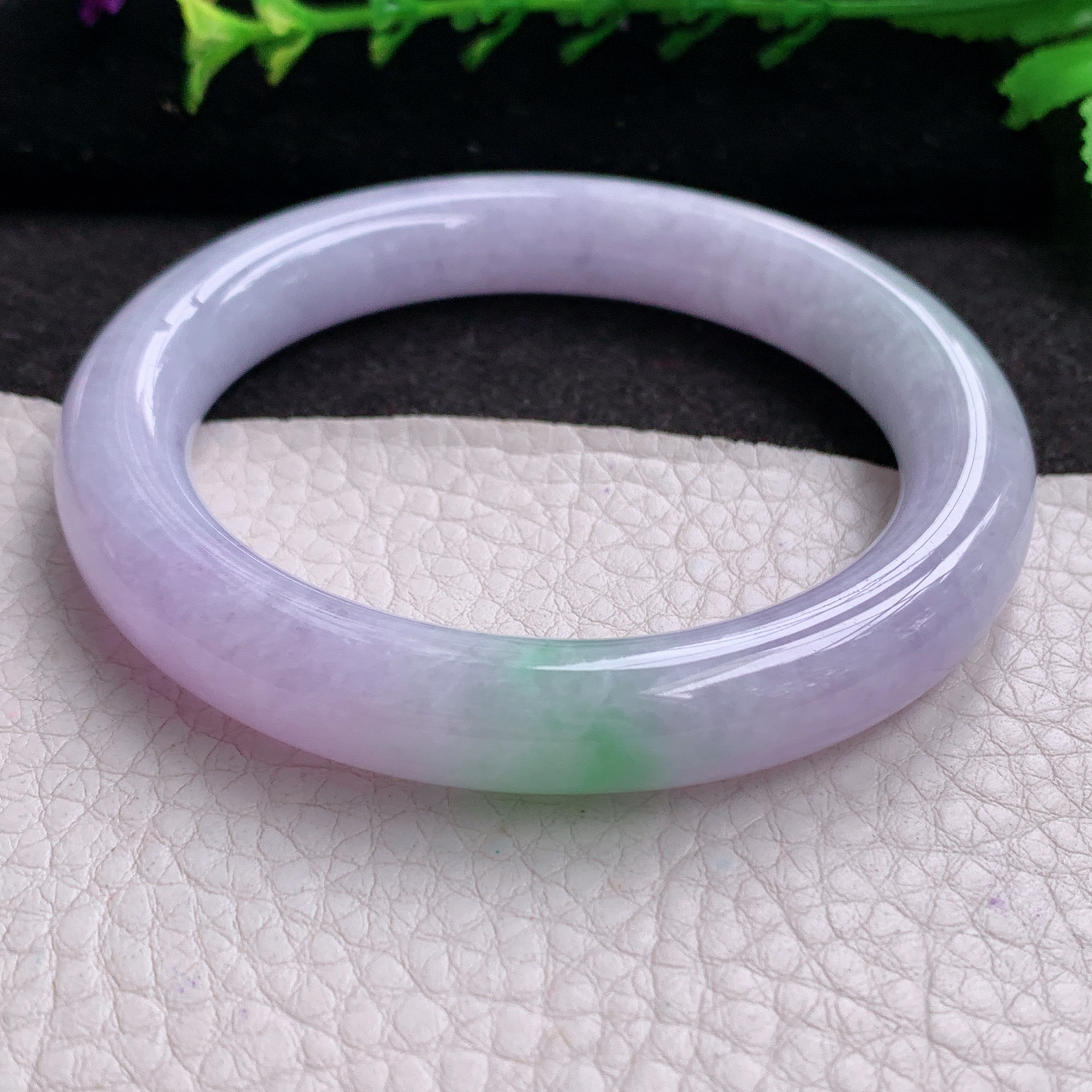 ss甜美款56.5*10.8*10.3美人镯 天然缅甸翡翠A货玉手镯春带彩圆条玉手环