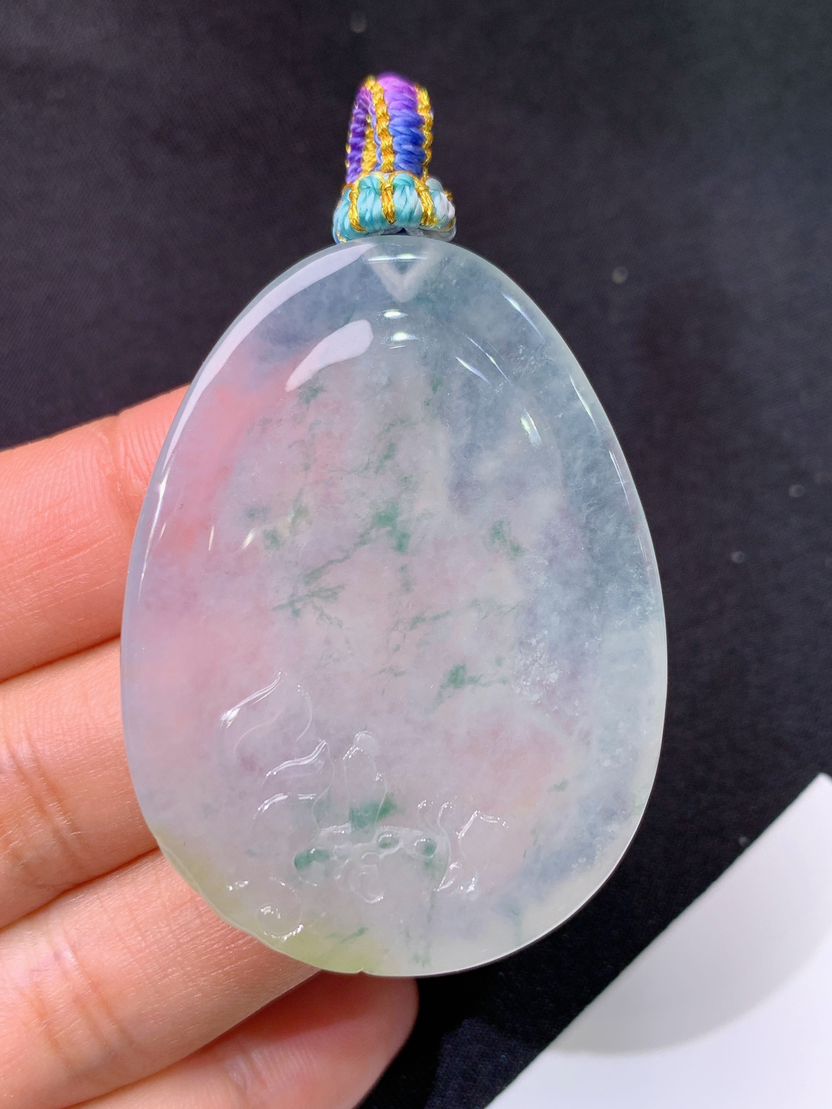 冰种飘花虚空藏，厚装种老，冰润细腻，种水足，J34 尺寸49.3*36.5*7.8