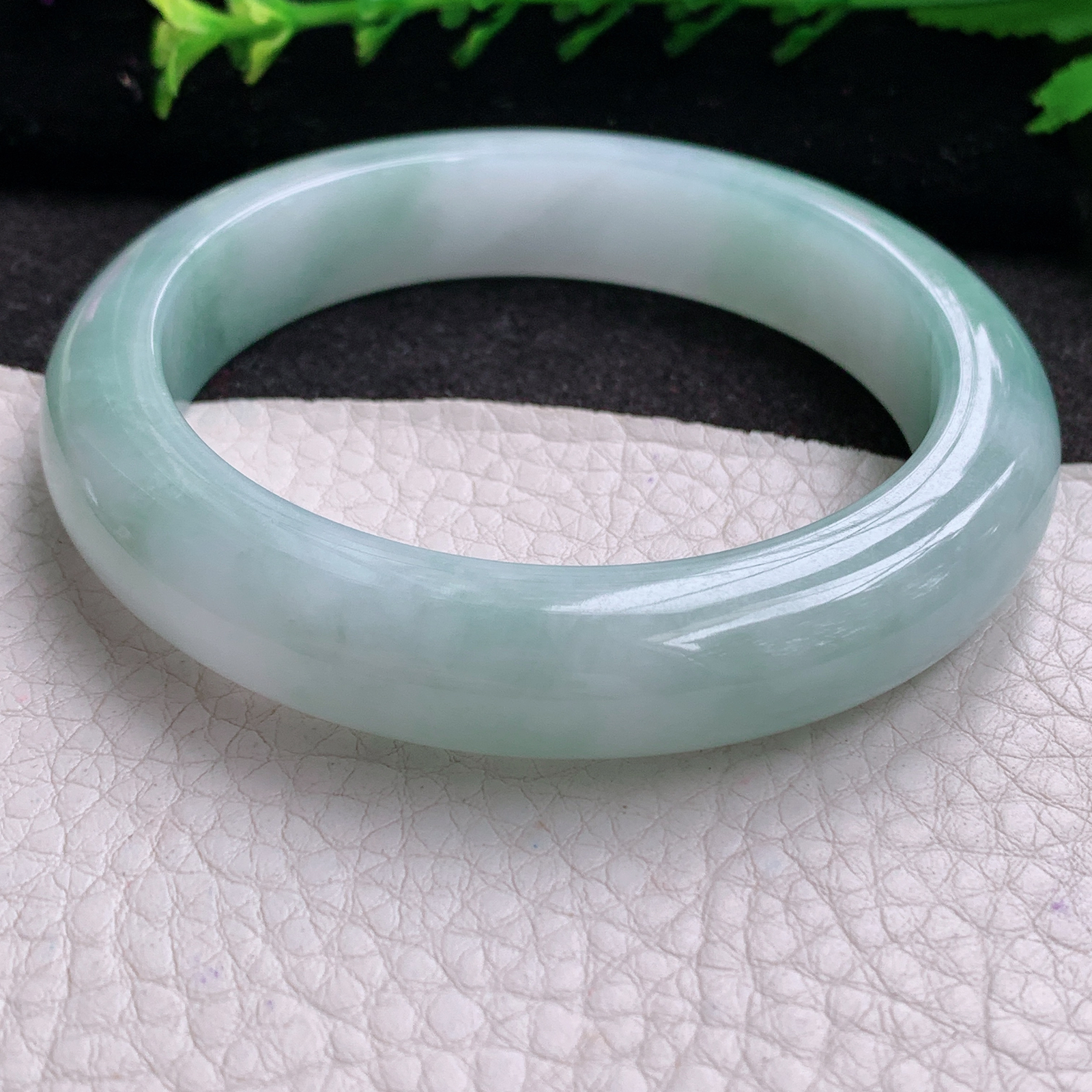 Ss实拍57.8*12.5*9平安镯 天然缅甸翡翠A货玉手镯胶感清新宽边玉手环