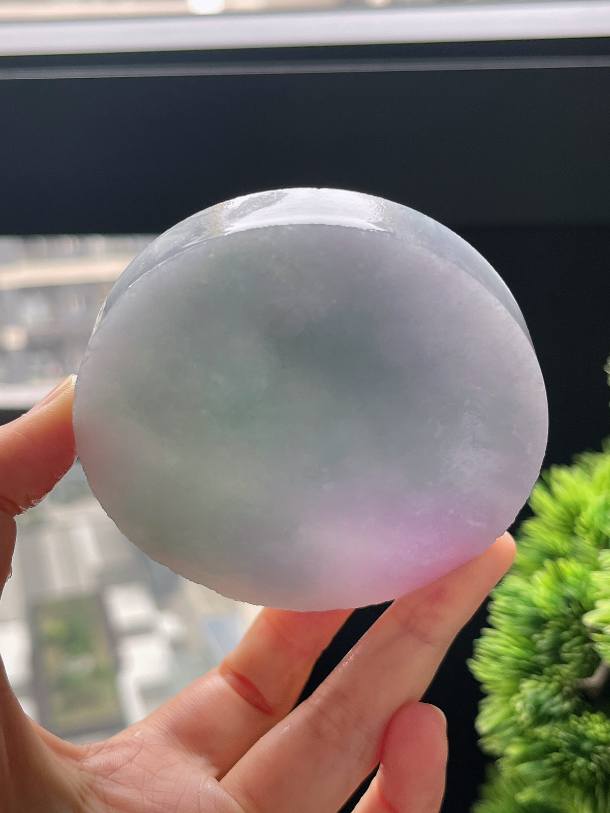 翡翠春带彩镯饼，⭕️正圈最大做60，圆条最大做56