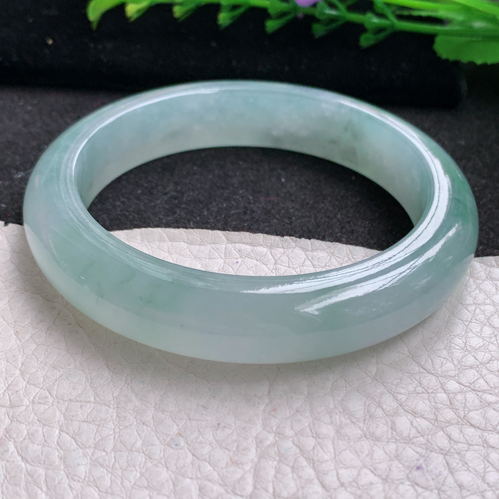 ax实拍58.5*12.6*9.2平安镯 天然缅甸翡翠A货玉手镯冰飘花宽边玉手环