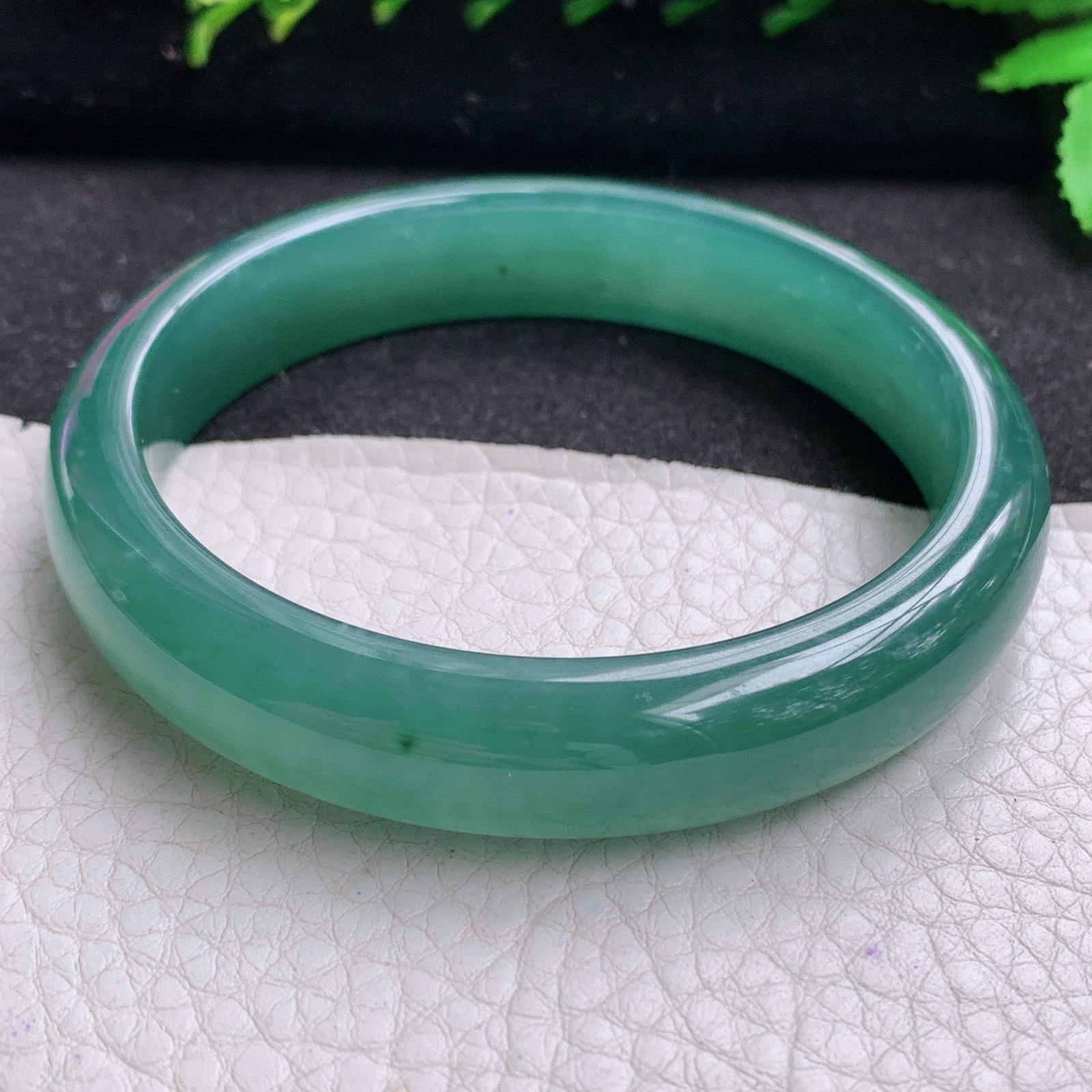 ll大圈口60.5*12.8*7.5平安镯 天然翡翠A货玉手镯冰蓝宽边玉手环