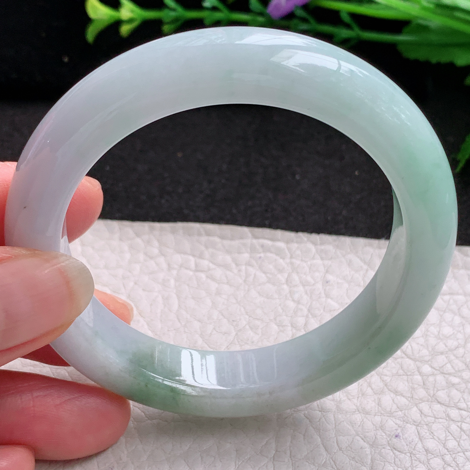 yw实拍53.5*12.5*9平安镯 天然缅甸翡翠A货玉手镯飘花宽边玉手环