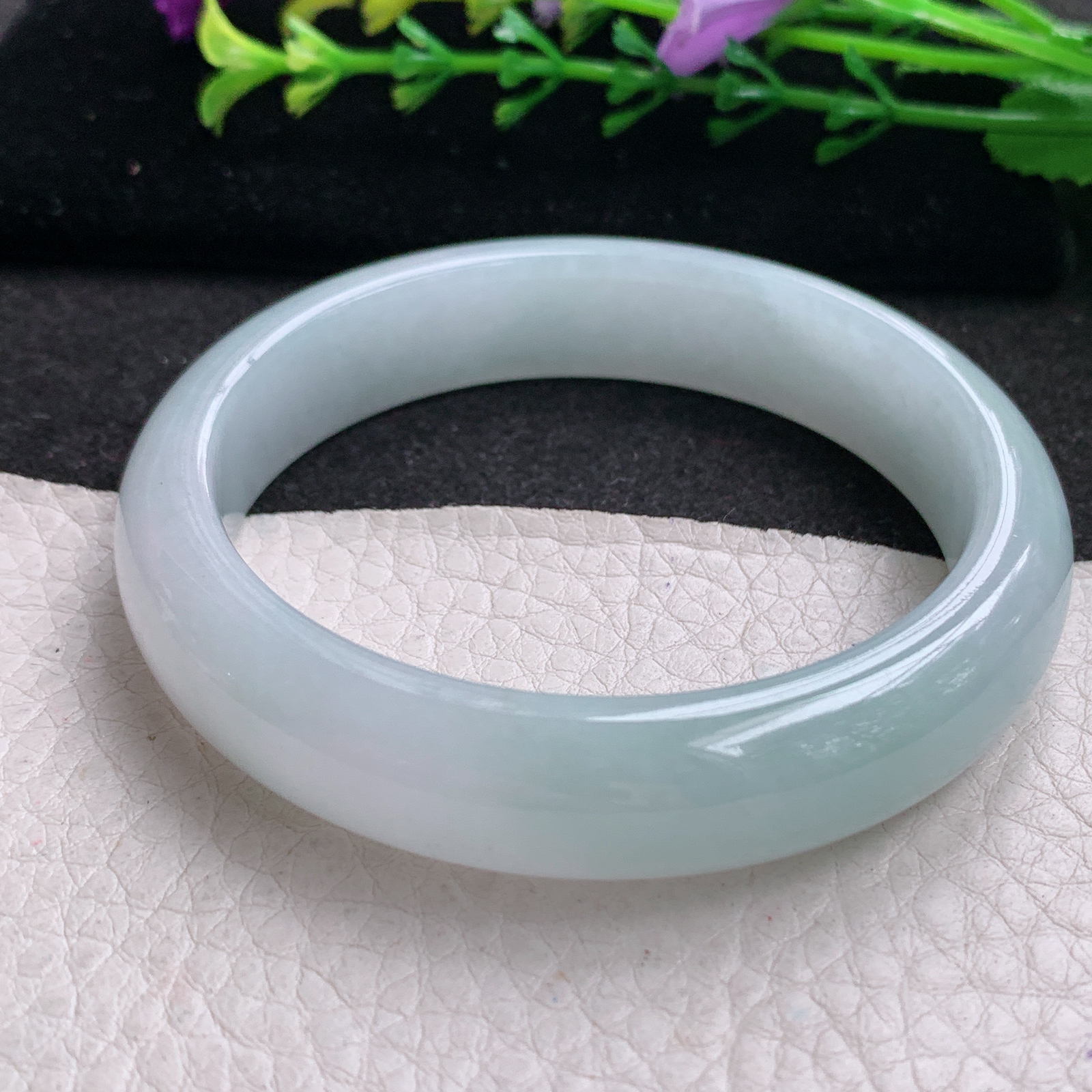 xx实拍56*12.8*8平安镯 天然缅甸翡翠A货玉手镯冰纯宽边玉手环