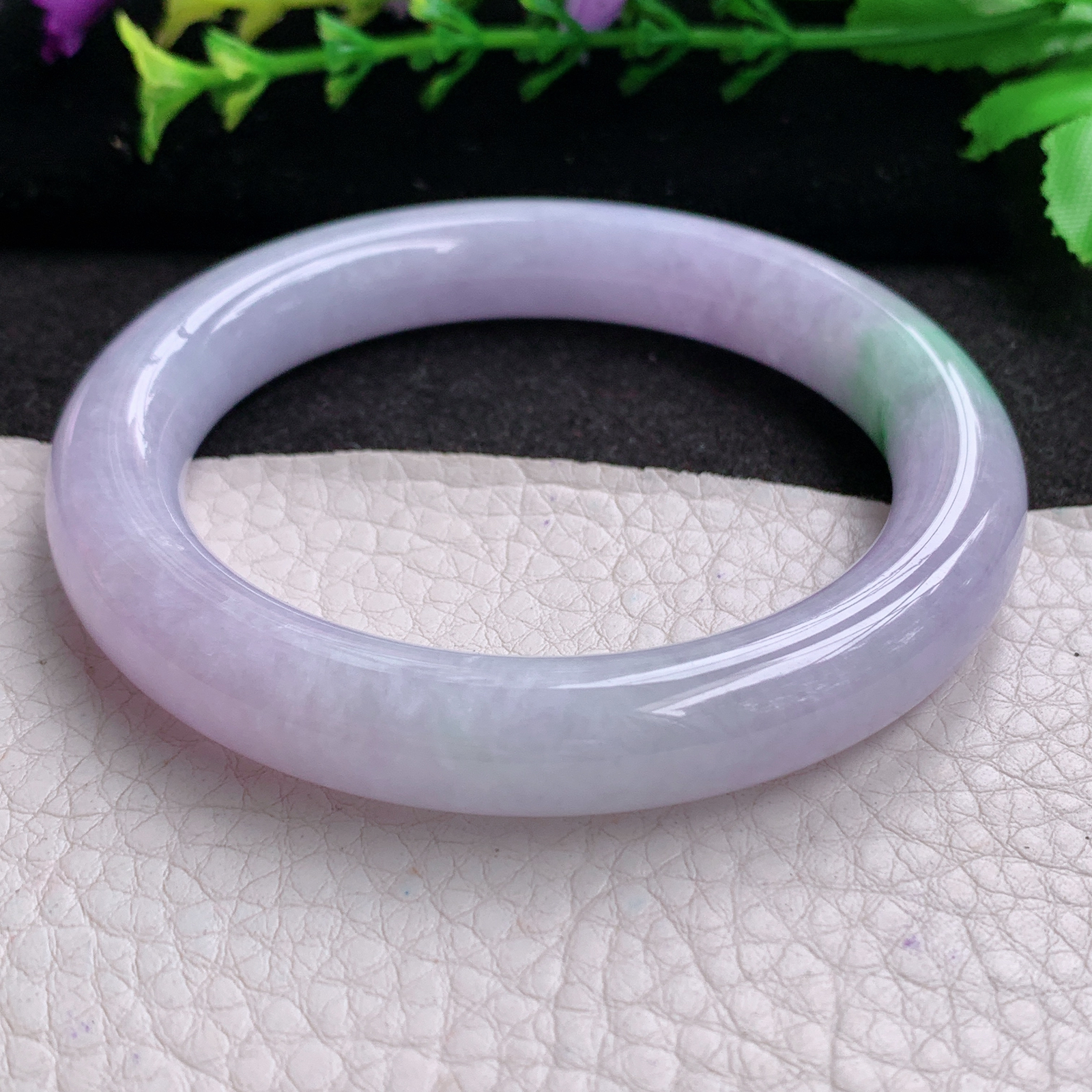 ss甜美款56.5*10.8*10.3美人镯 天然缅甸翡翠A货玉手镯春带彩圆条玉手环