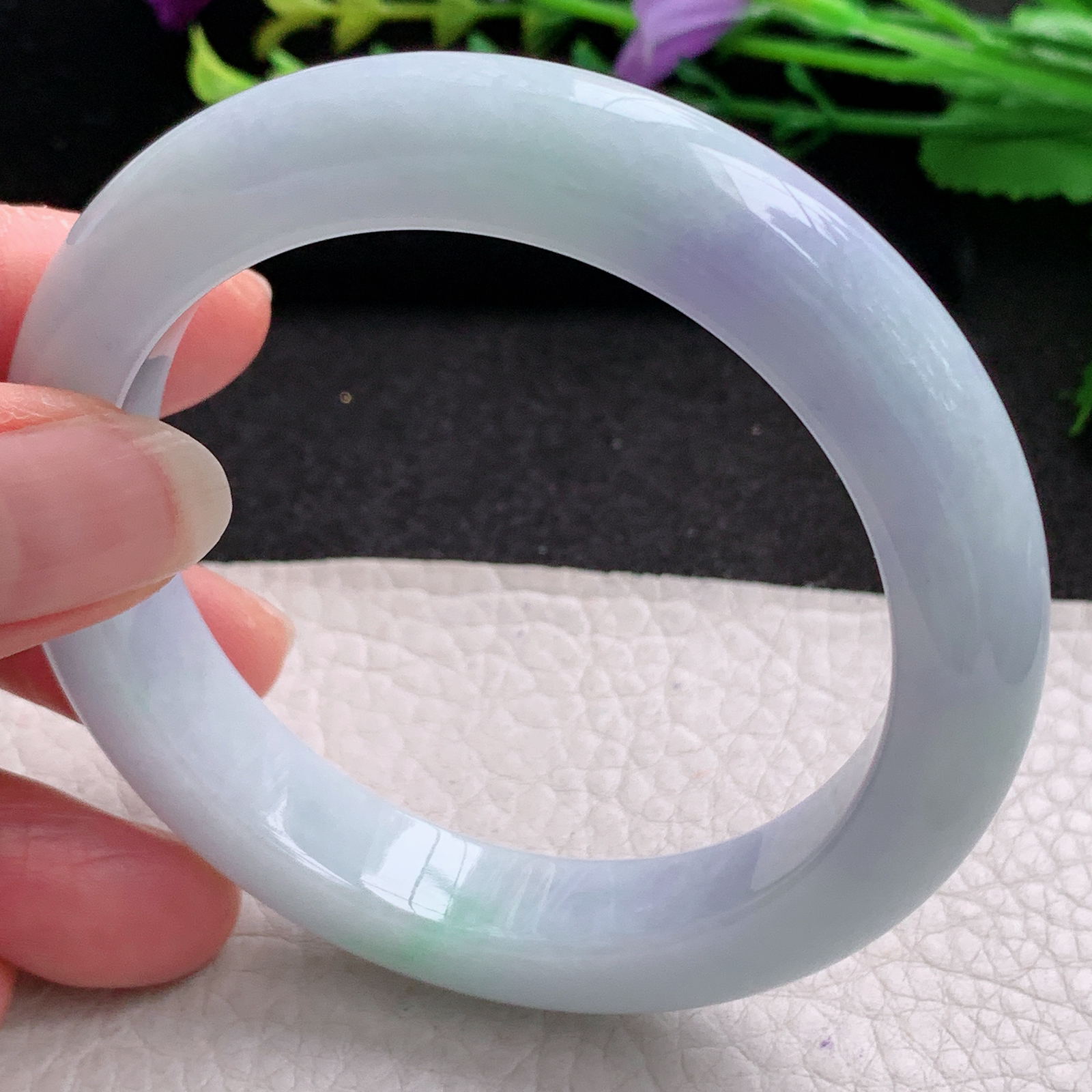 pp实拍55.5*11.6*9.3平安镯 特色天然缅甸翡翠A货玉手镯冰紫宽边玉手环