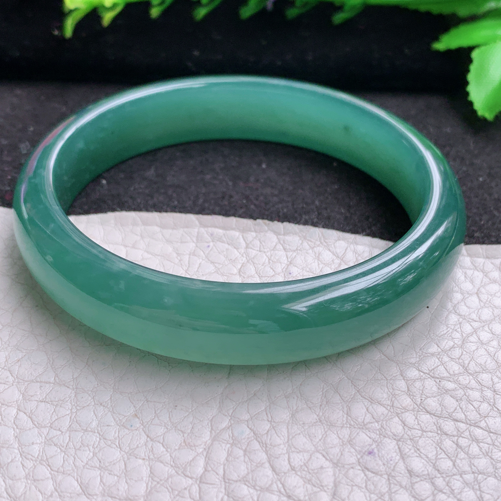 ll大圈口60.5*12.8*7.5平安镯 天然翡翠A货玉手镯冰蓝宽边玉手环