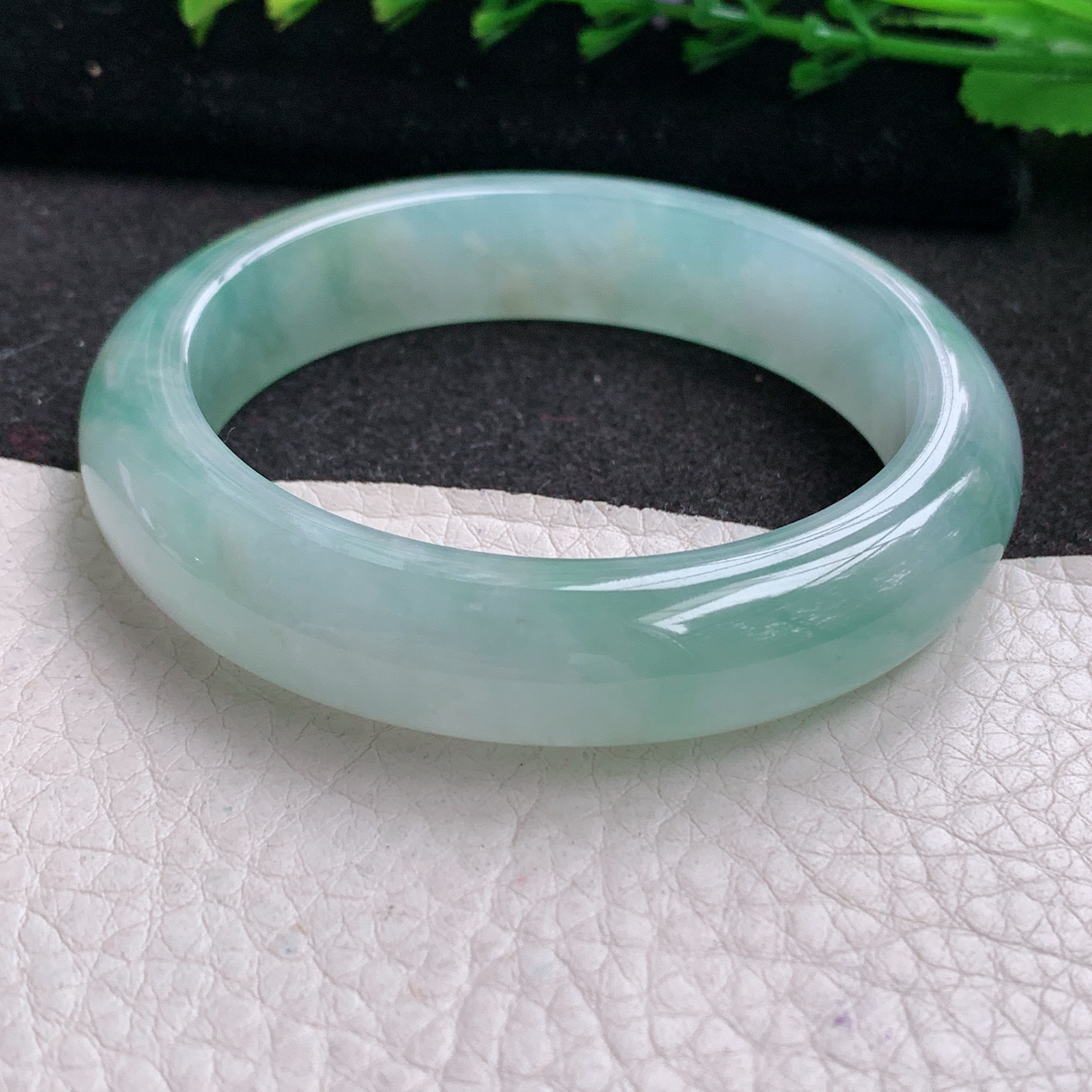 ax实拍53.5*12.6*8.2平安镯 天然缅甸翡翠A货玉手镯冰晴宽边玉手环