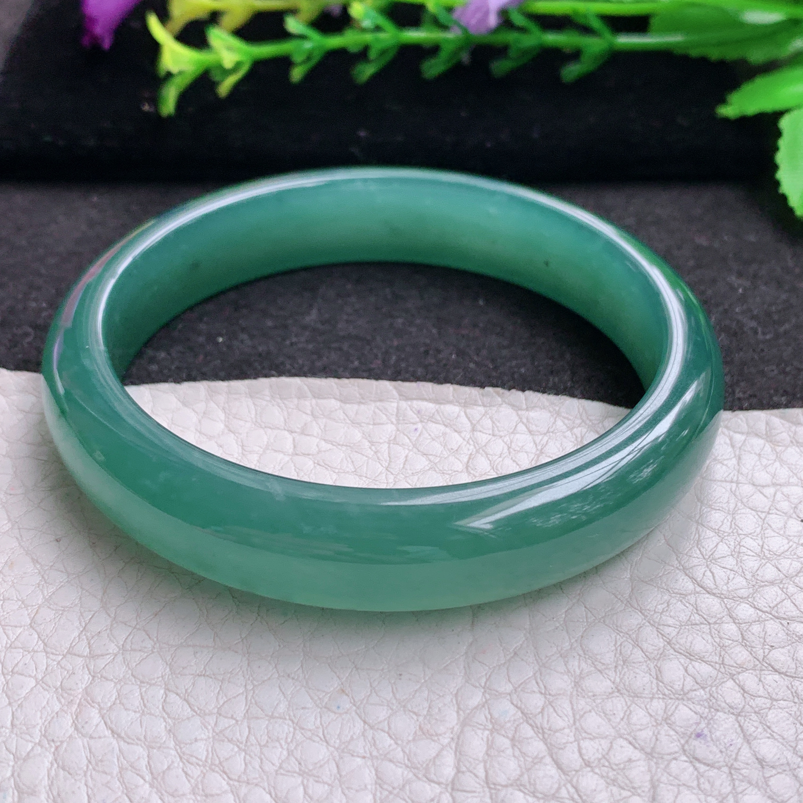 ll大圈口60.5*12.8*7.5平安镯 天然翡翠A货玉手镯冰蓝宽边玉手环