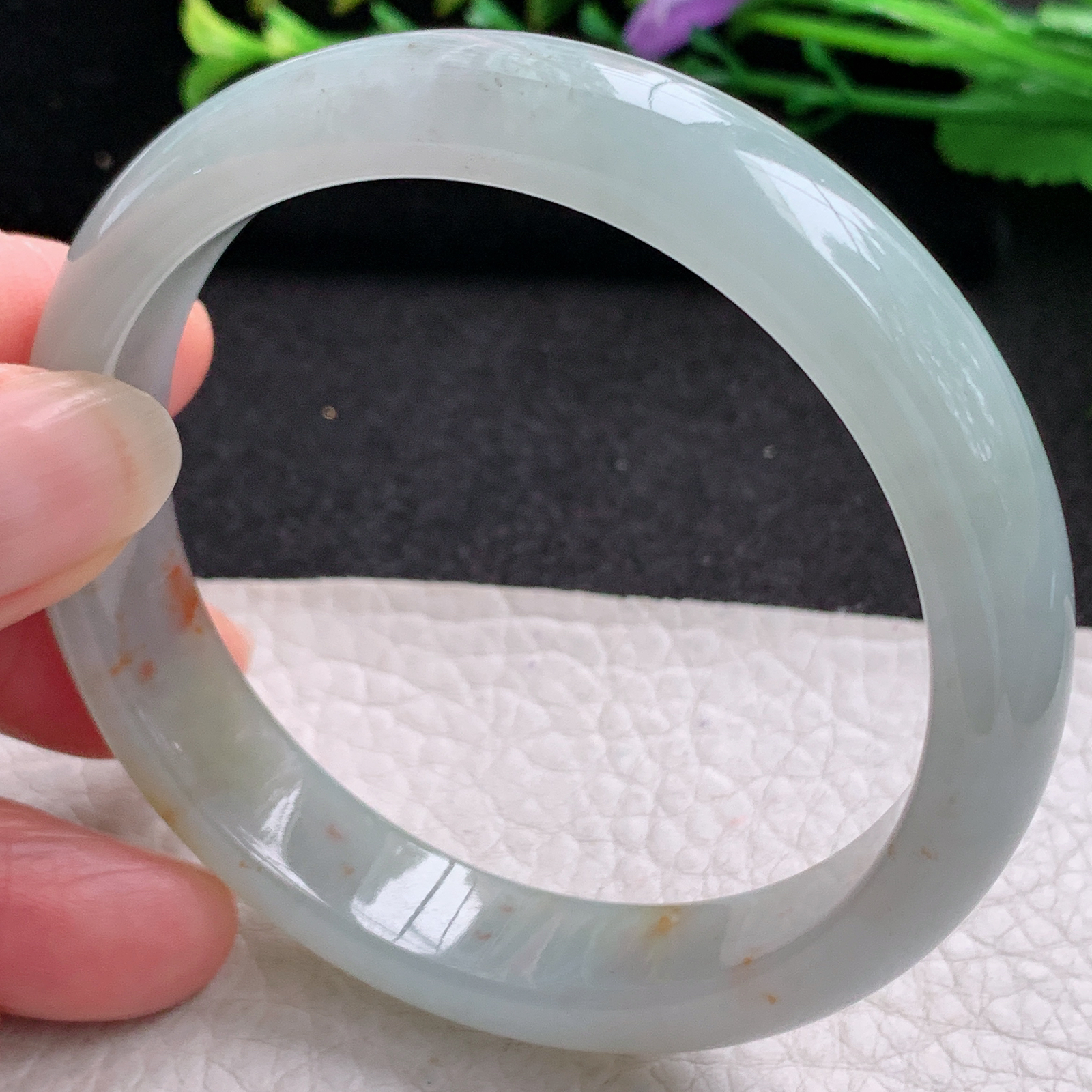 pp实拍56*12.2*7招财镯 特色天然缅甸翡翠A货玉手镯冰飘红翡宽边玉手环