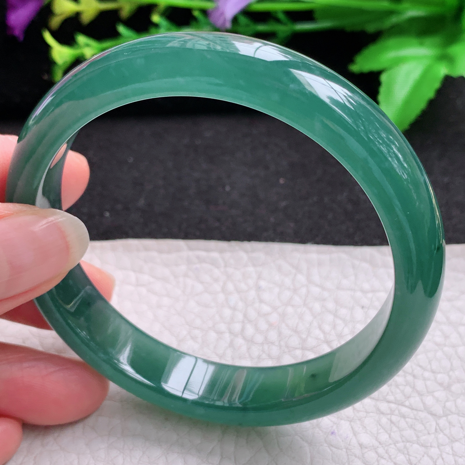 ll大圈口60.5*12.8*7.5平安镯 天然翡翠A货玉手镯冰蓝宽边玉手环