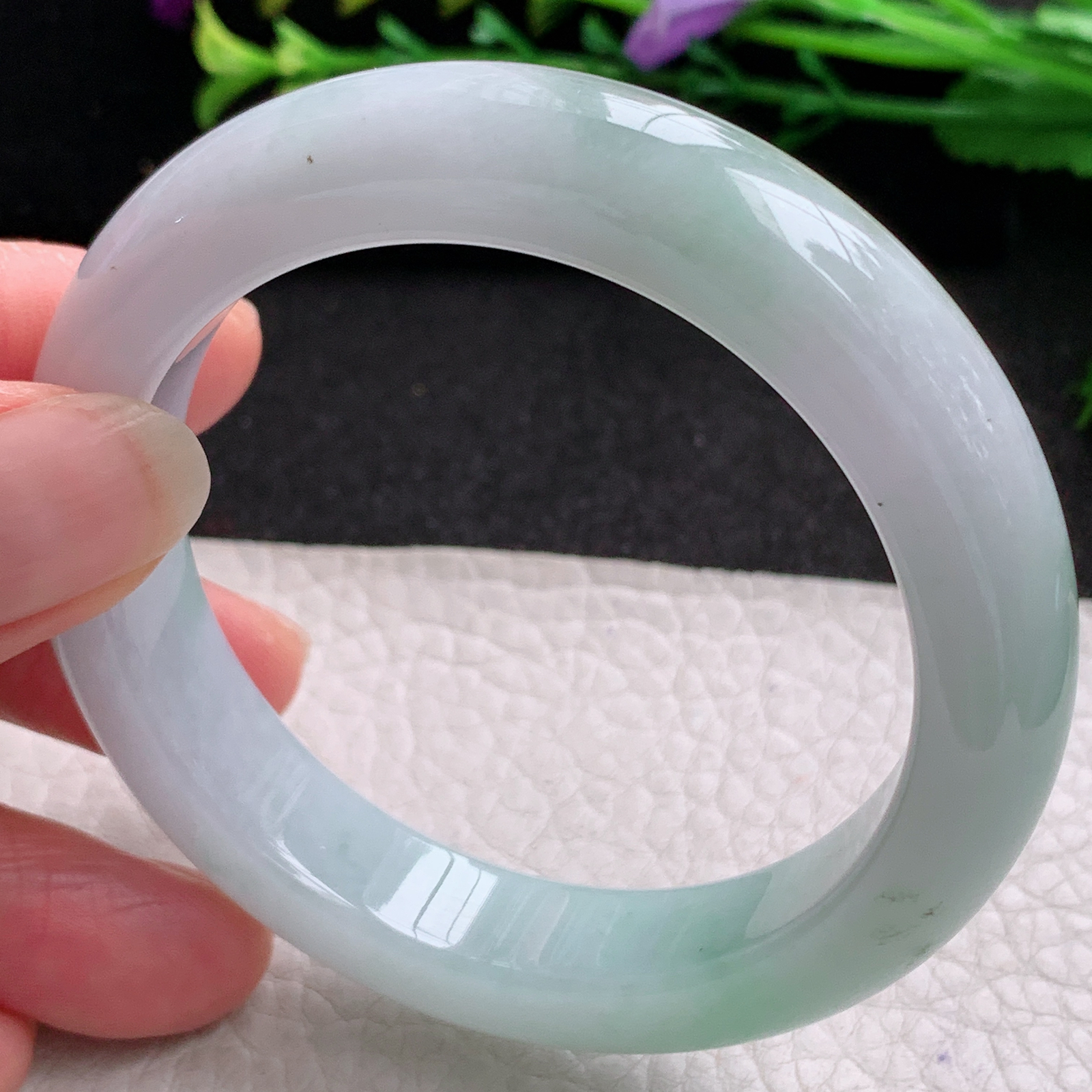 yw实拍53.5*12.5*9平安镯 天然缅甸翡翠A货玉手镯飘花宽边玉手环