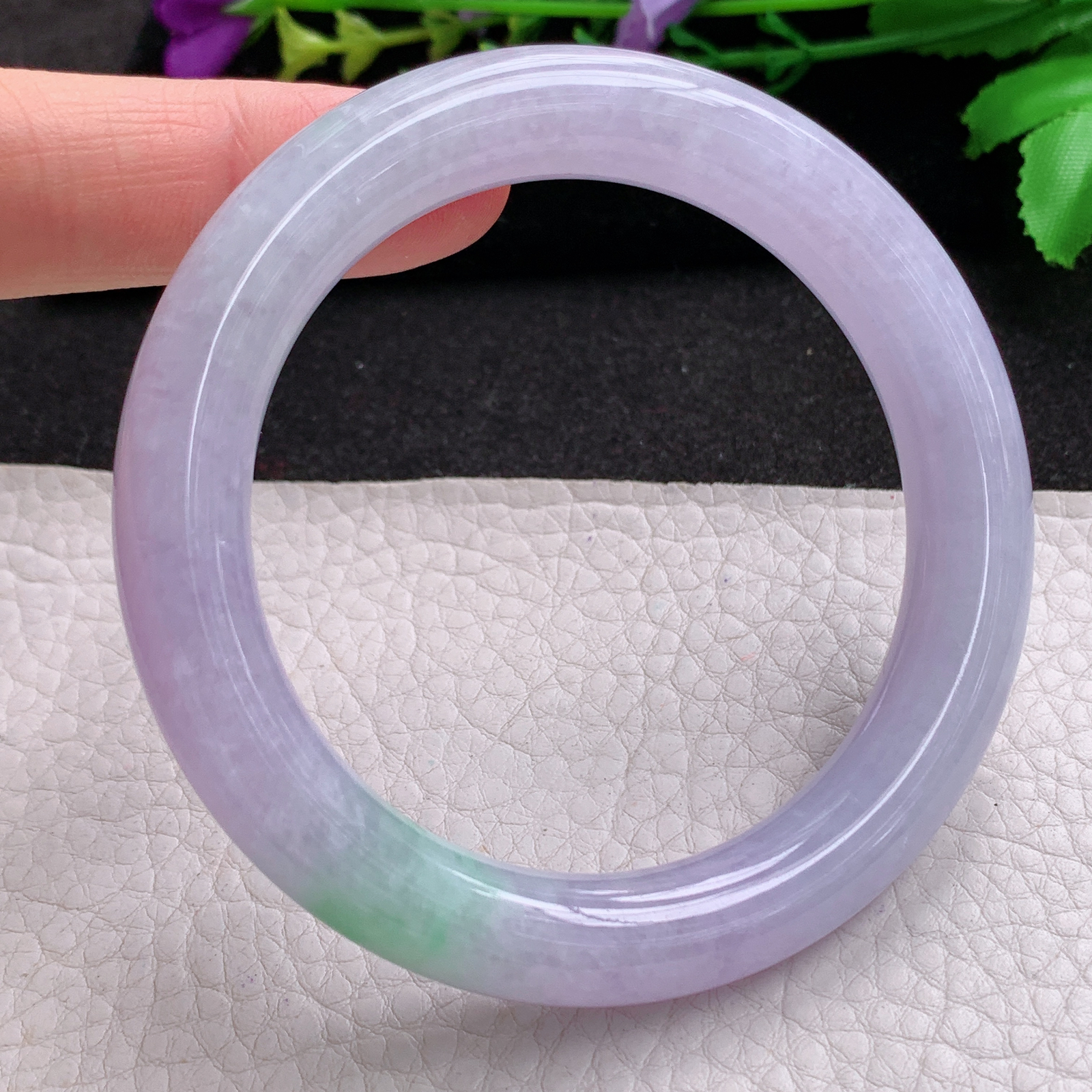 ss甜美款56.5*10.8*10.3美人镯 天然缅甸翡翠A货玉手镯春带彩圆条玉手环