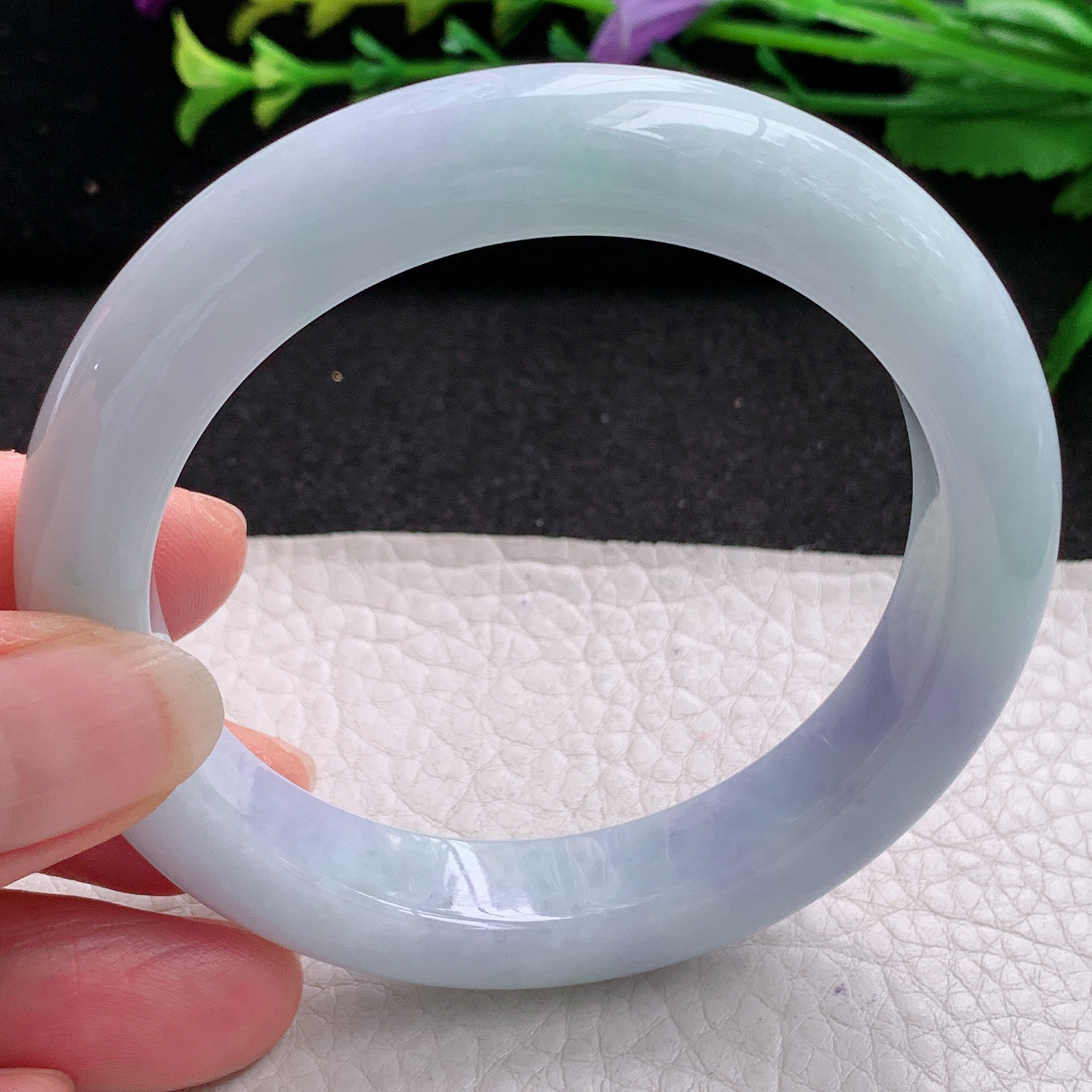 pp实拍55.5*11.6*9.3平安镯 特色天然缅甸翡翠A货玉手镯冰紫宽边玉手环