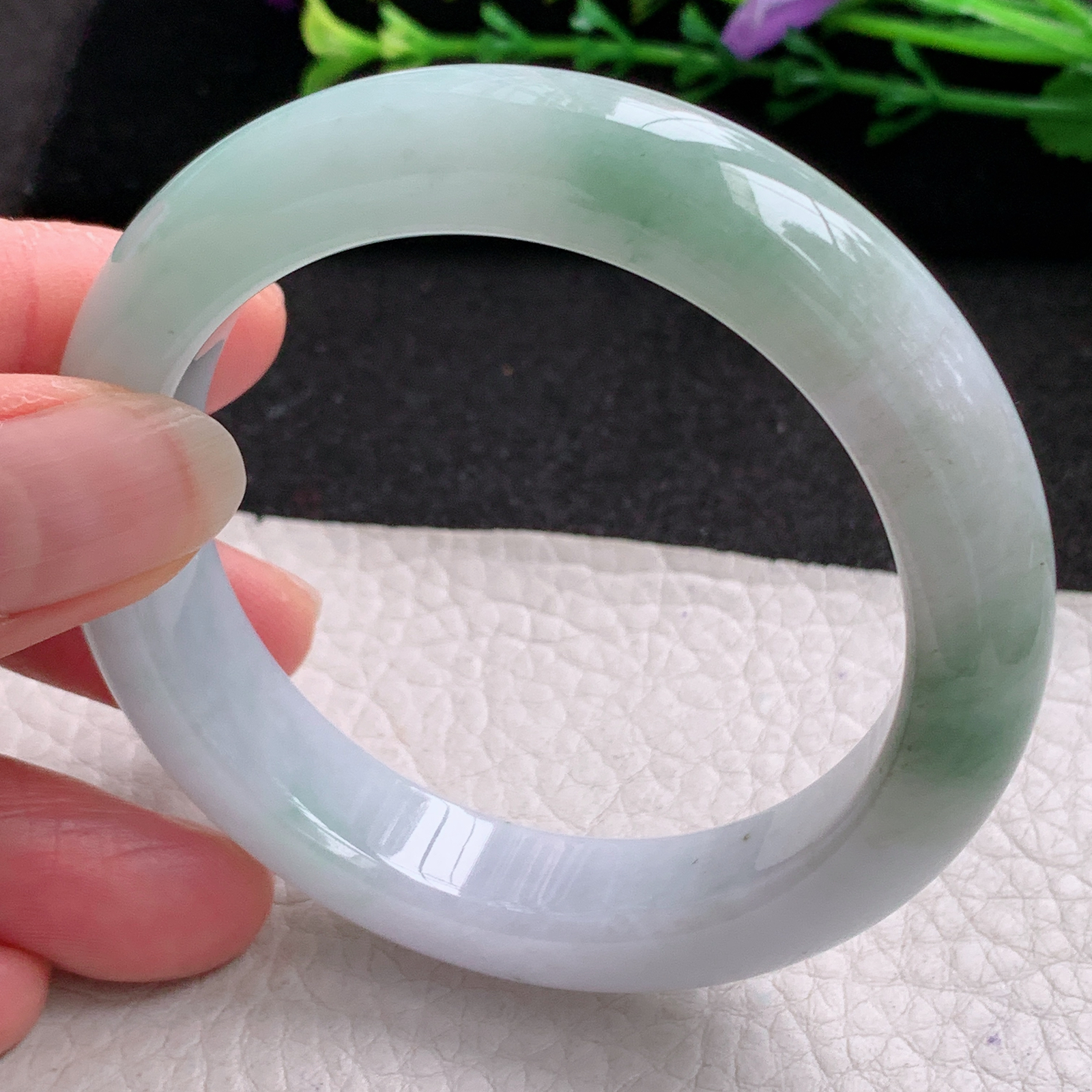 yw实拍53.5*12.5*9平安镯 天然缅甸翡翠A货玉手镯飘花宽边玉手环