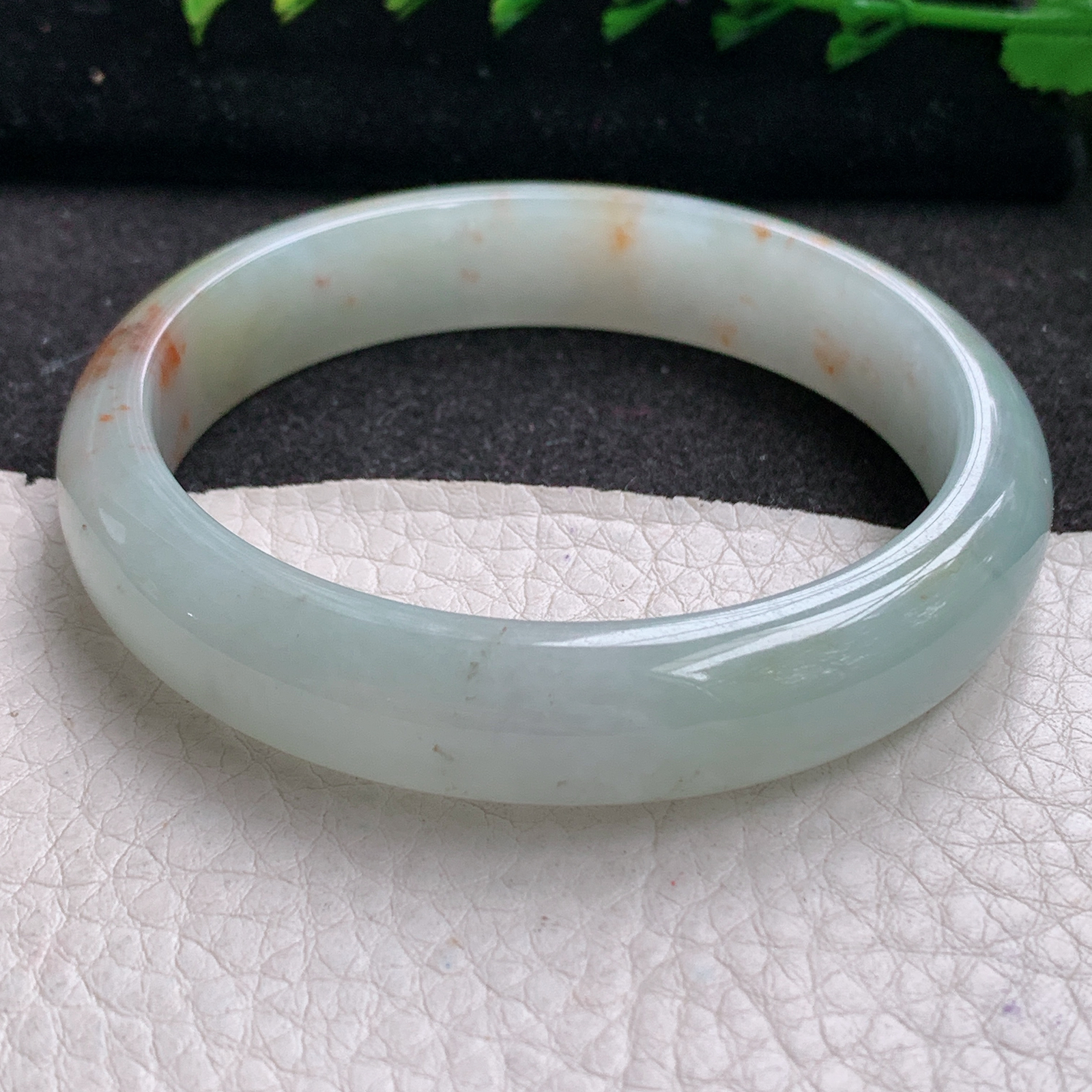 pp实拍56*12.2*7招财镯 特色天然缅甸翡翠A货玉手镯冰飘红翡宽边玉手环