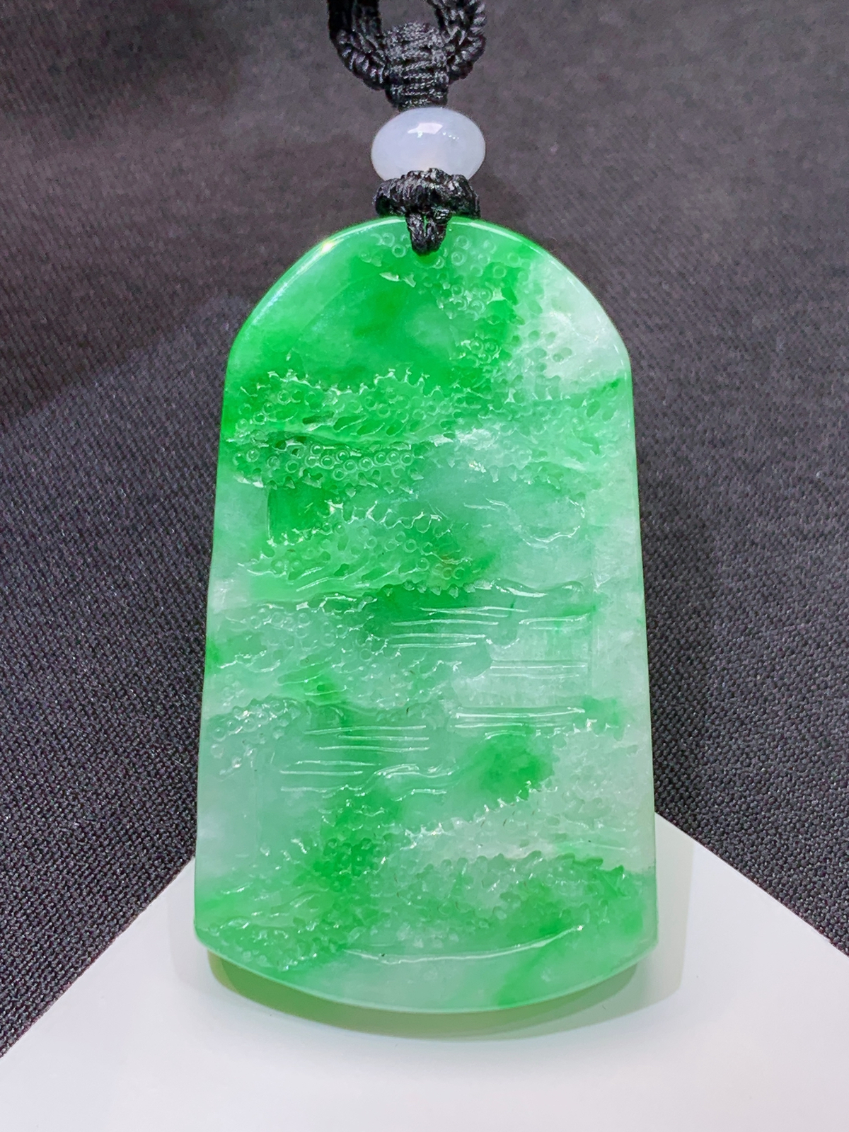 冰飘绿山水牌，厚装种老，冰润色阳，种水足，Xc 尺寸48.2*28.2*5.1