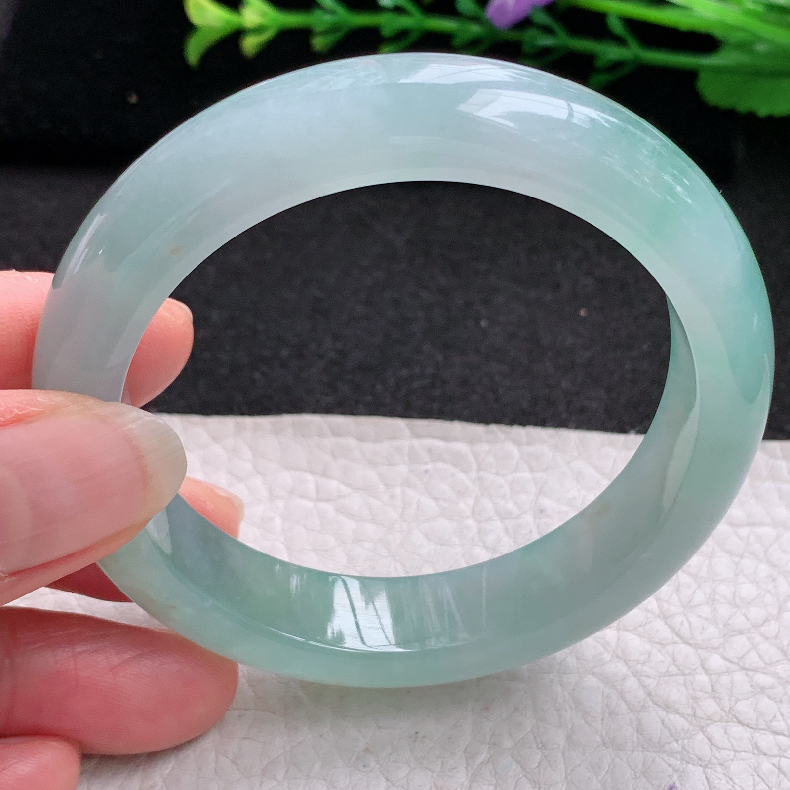 ax实拍53.5*12.6*8.2平安镯 天然缅甸翡翠A货玉手镯冰晴宽边玉手环