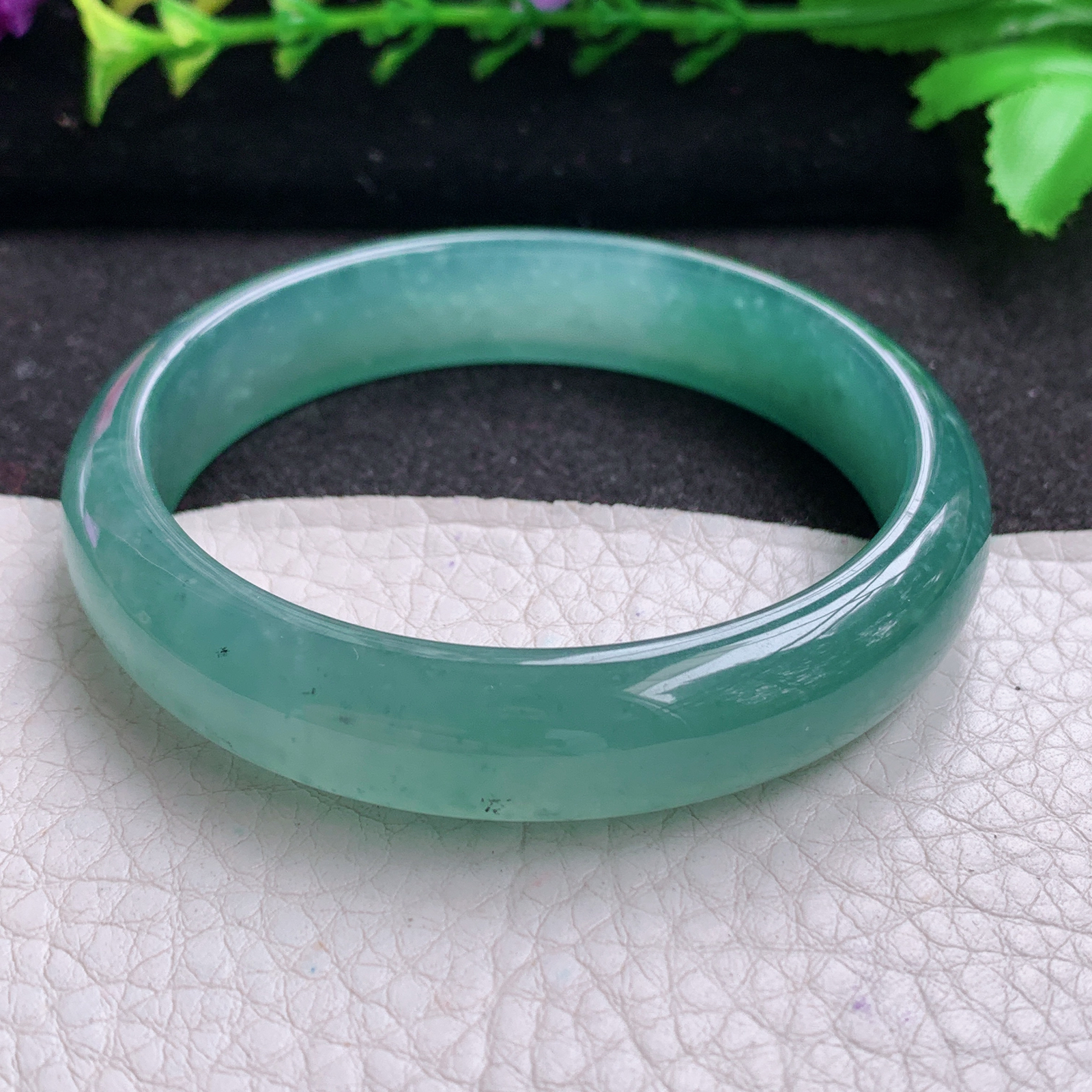 ll实拍55*12.3*7平安镯 天然翡翠A货玉手镯冰蓝气质宽边玉手环