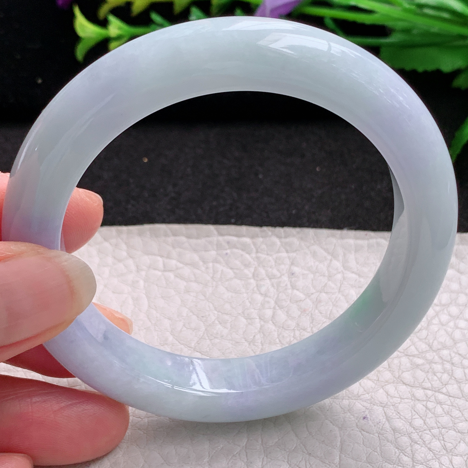 pp实拍55.5*11.6*9.3平安镯 特色天然缅甸翡翠A货玉手镯冰紫宽边玉手环