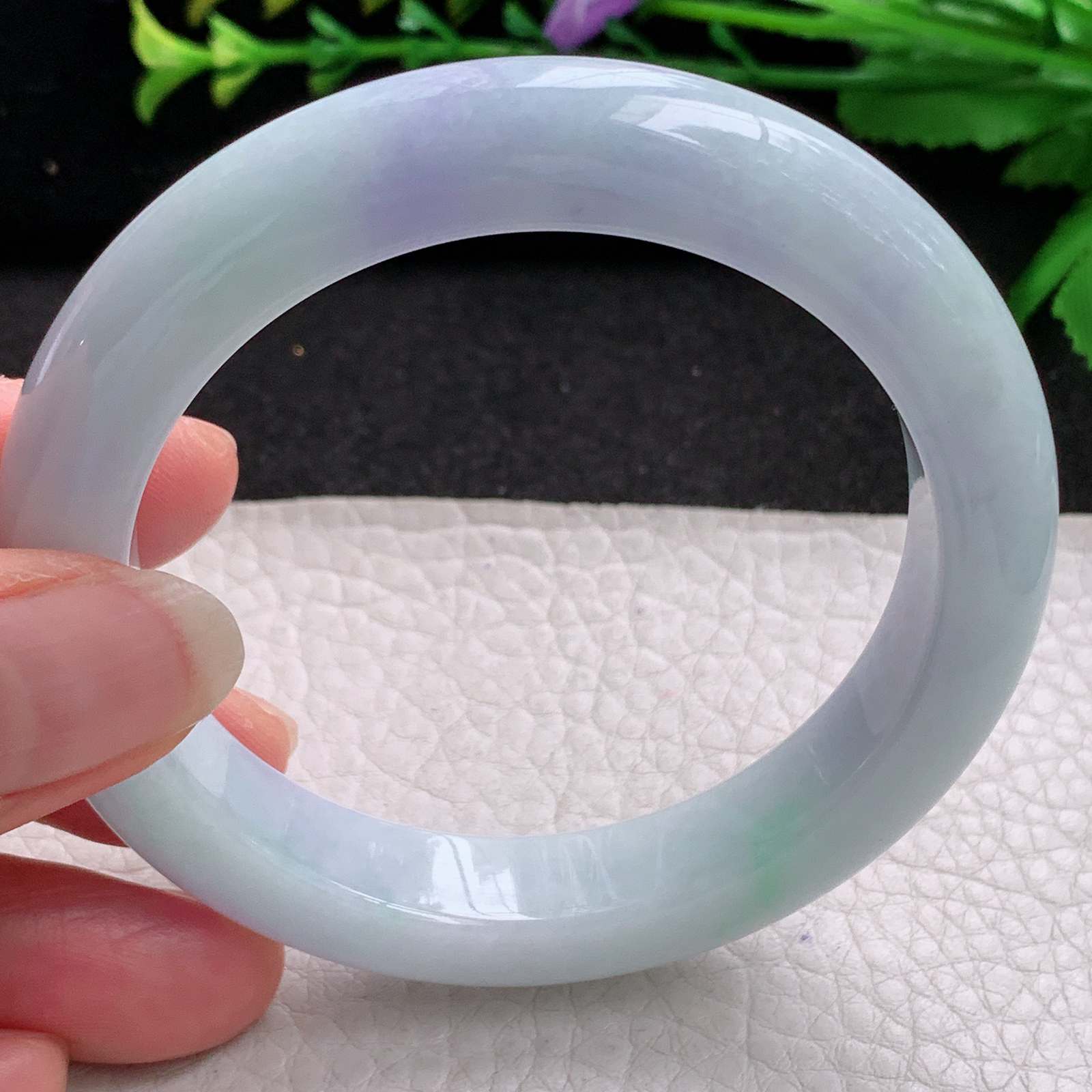 pp实拍55.5*11.6*9.3平安镯 特色天然缅甸翡翠A货玉手镯冰紫宽边玉手环