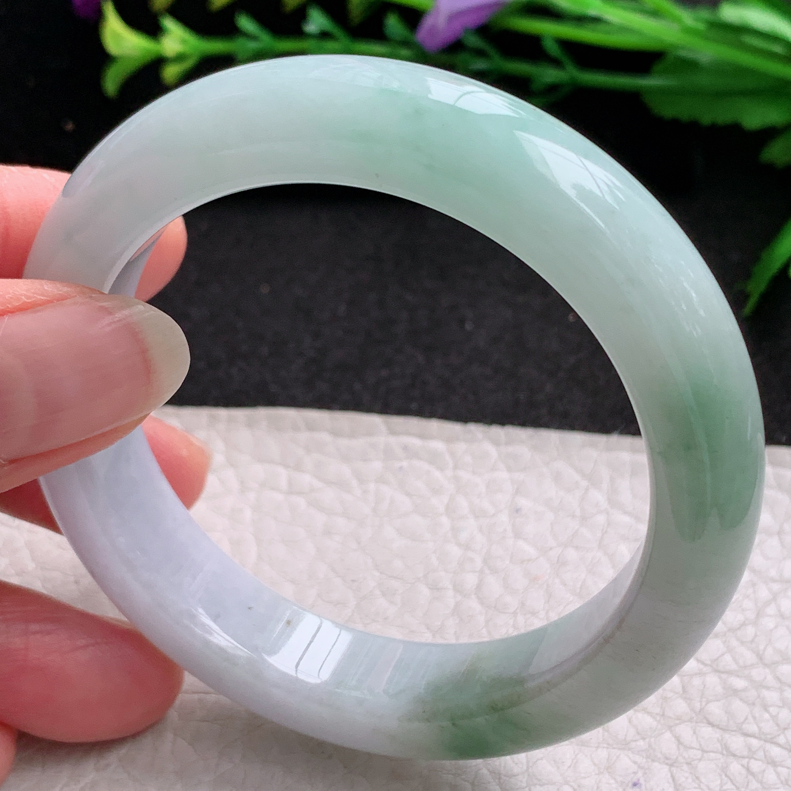 yw实拍53.5*12.5*9平安镯 天然缅甸翡翠A货玉手镯飘花宽边玉手环