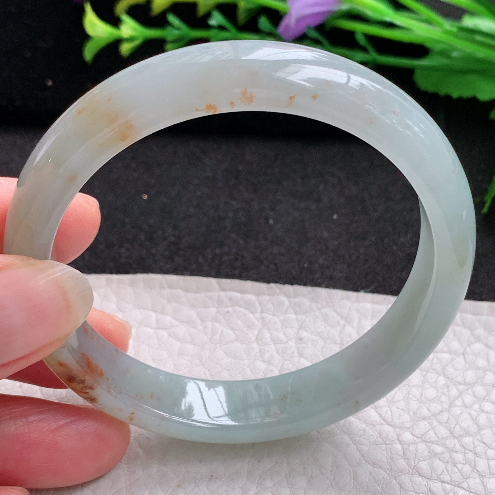 pp实拍56*12.2*7招财镯 特色天然缅甸翡翠A货玉手镯冰飘红翡宽边玉手环