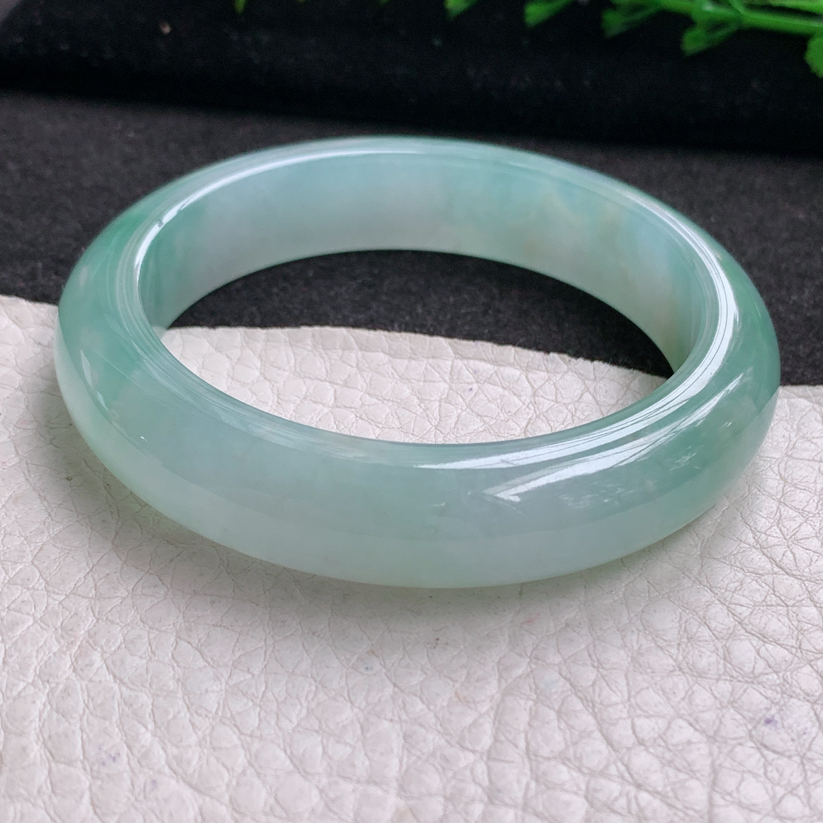 ax实拍53.5*12.6*8.2平安镯 天然缅甸翡翠A货玉手镯冰晴宽边玉手环