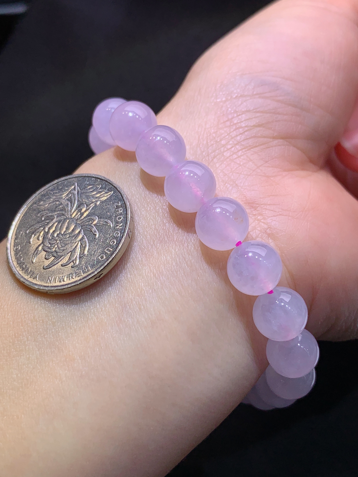 紫罗兰圆珠手串，手链，冰润鲜艳，玉质细腻，种水足 Be 直径9.1