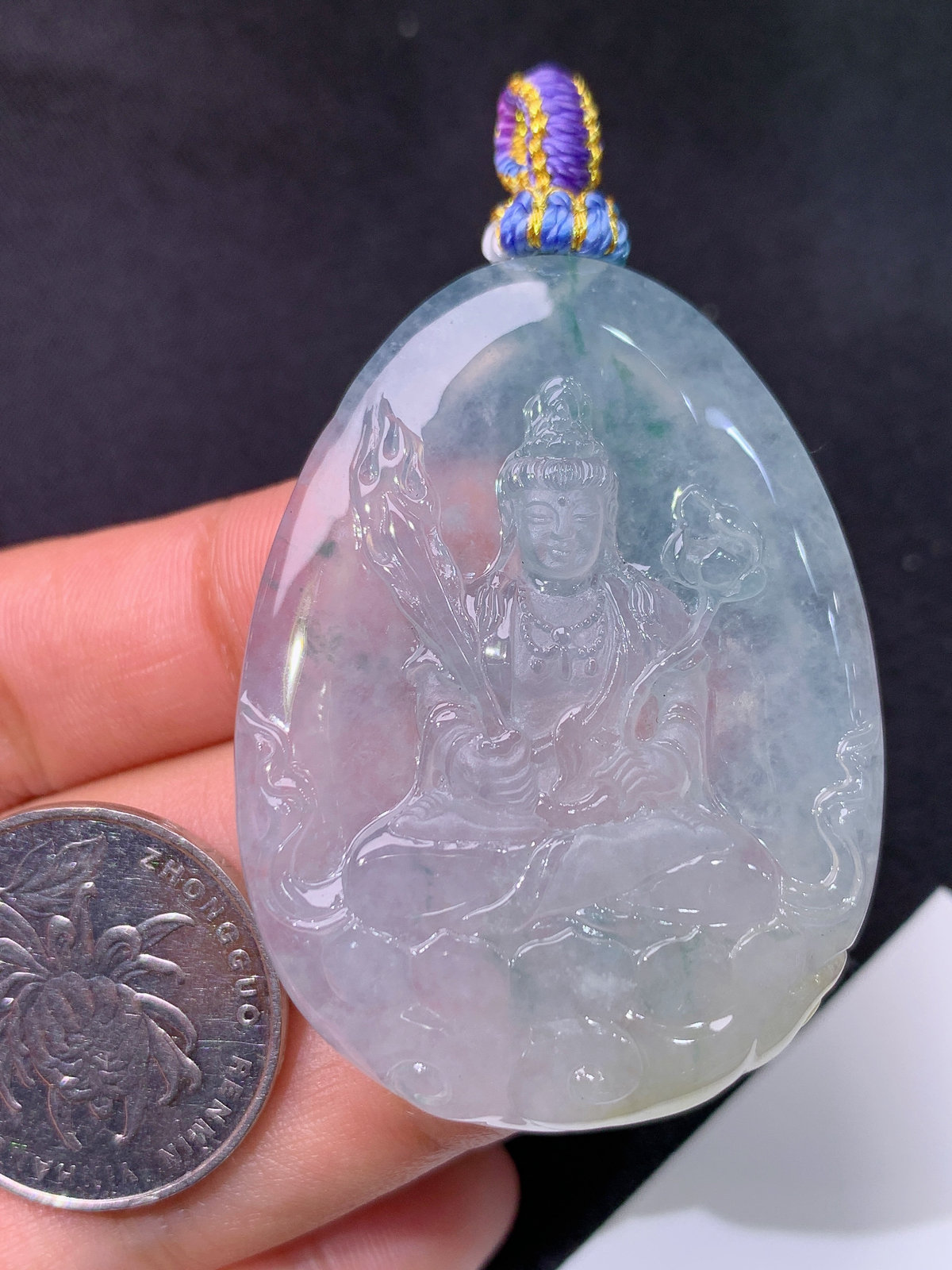 冰种飘花虚空藏，厚装种老，冰润细腻，种水足，J34 尺寸49.3*36.5*7.8