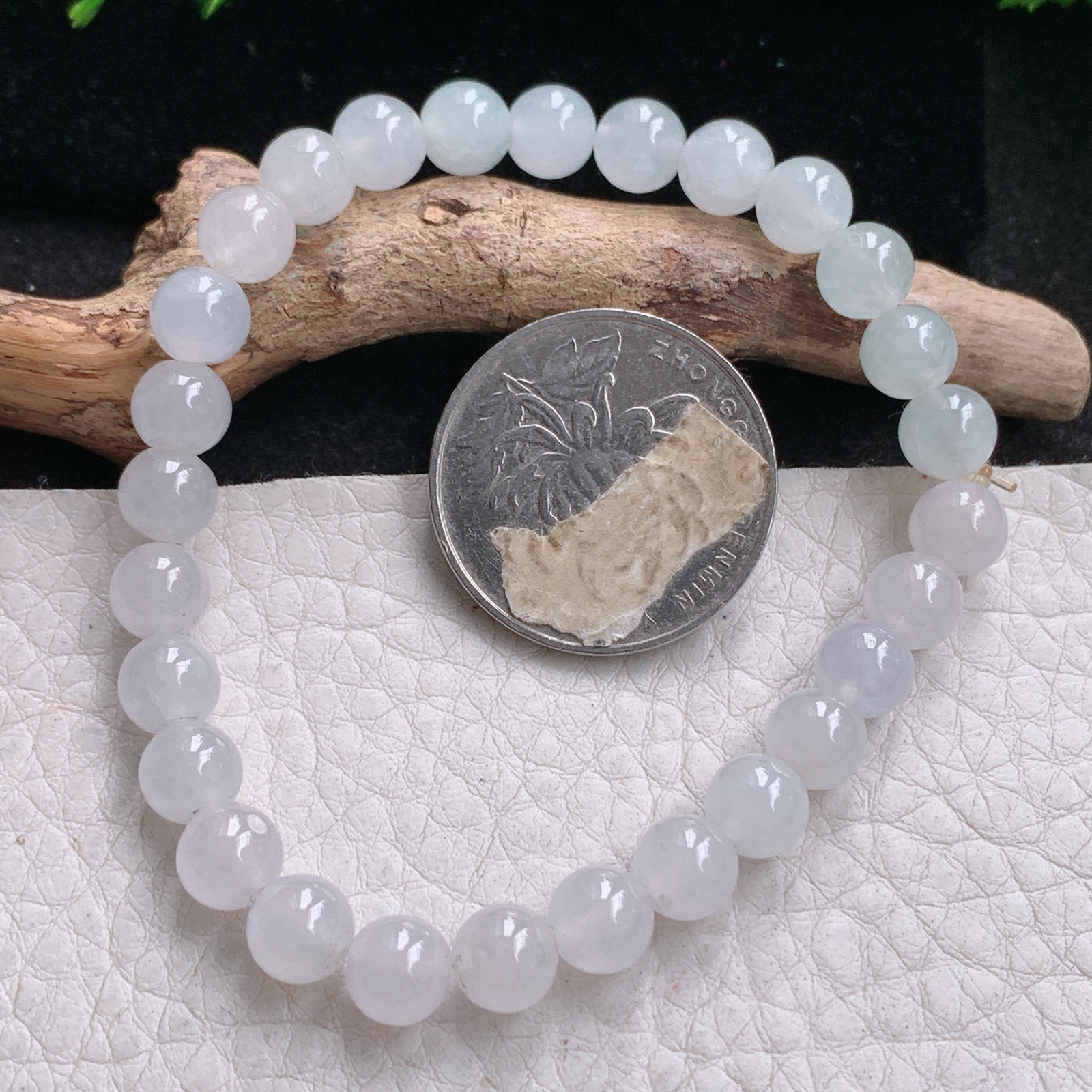 gp实拍 缅甸翡翠a货精雕冰纯饱满7mm玉手链 玉手串