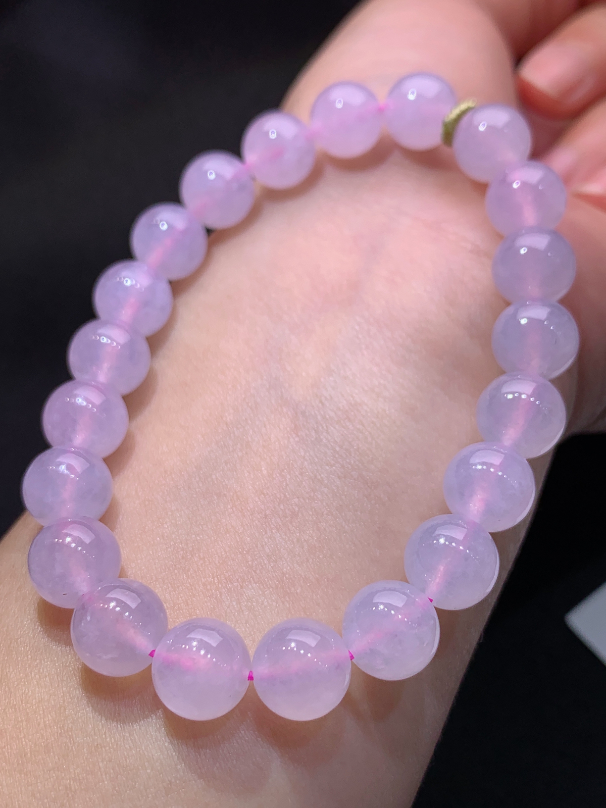 紫罗兰圆珠手串，手链，冰润鲜艳，玉质细腻，种水足 Be 直径9.1